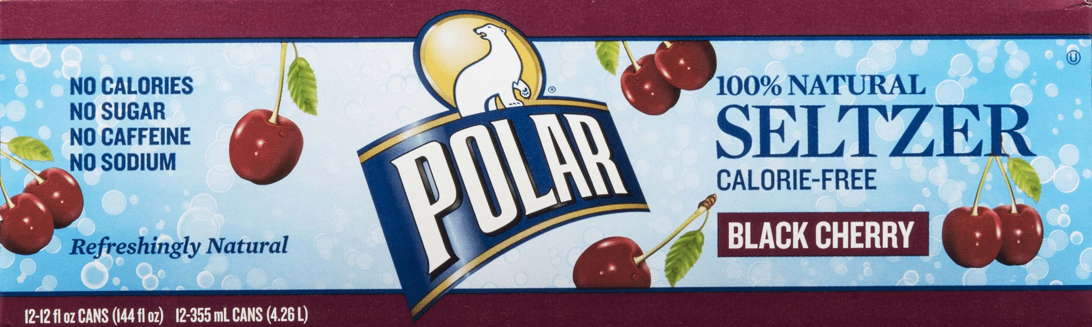Polar Seltzer Water Black Cherry, 12 fl oz cans, 12 pack