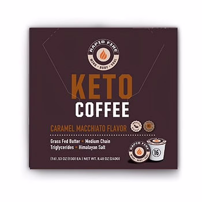 Rapid Fire Ketogenic Coffee Pods, Caramel Macchiato Flavor, 8.48 oz., 16 pods