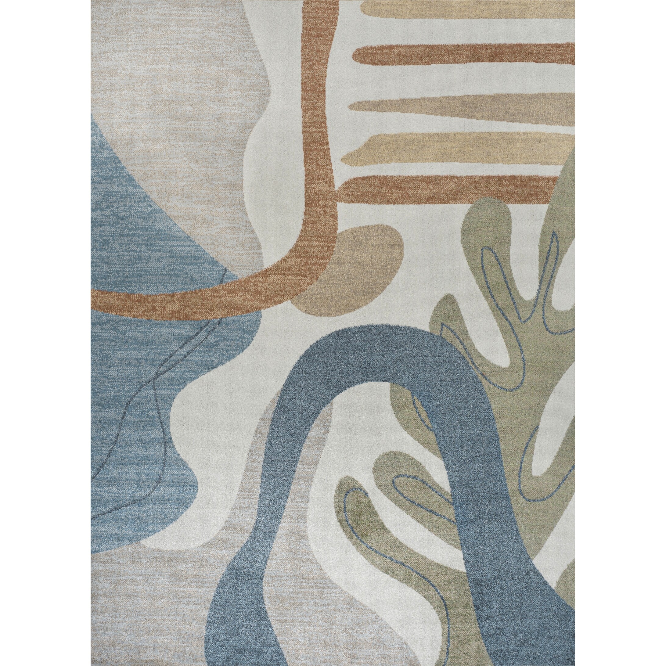 JONATHAN Y  Weaver Abstract Glam Botanical Machine-Washable Cream/Multi Area Rug 4 X 6