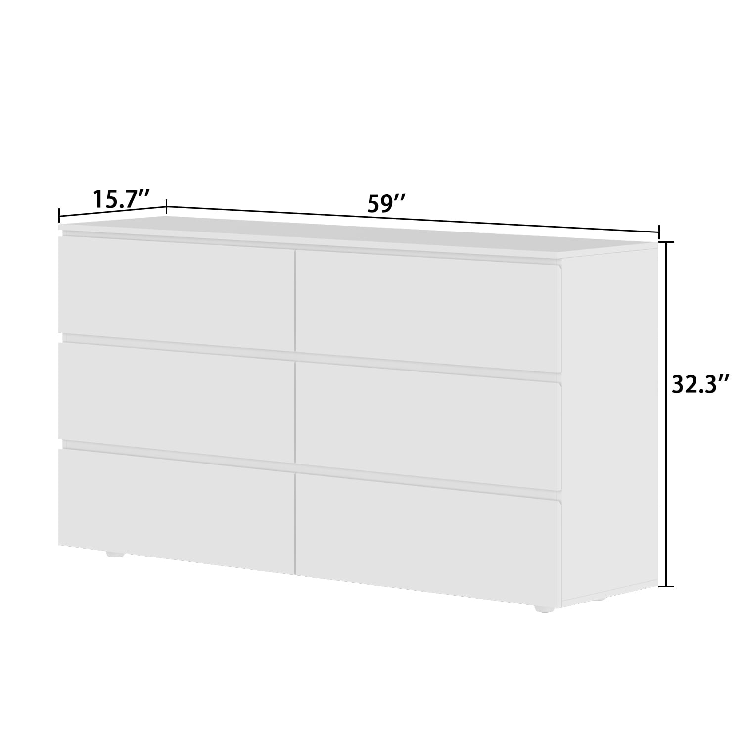 FUFU&GAGA  6-Drawer Utility Dressers Storage Cabinet White