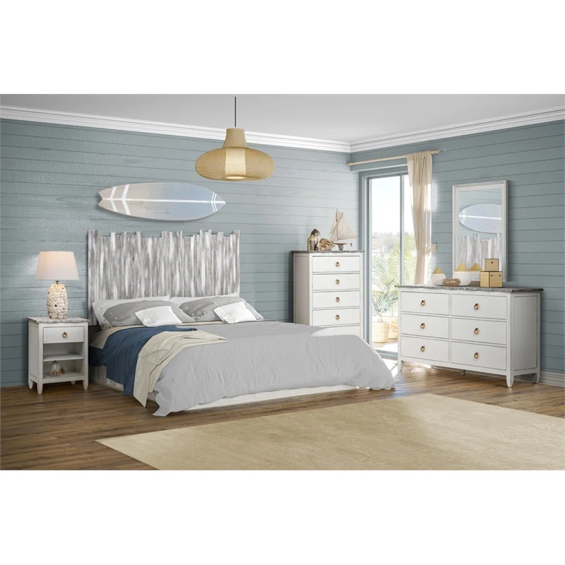Sea Winds Picket Fence 6-Drawer Dresser Grey Finish