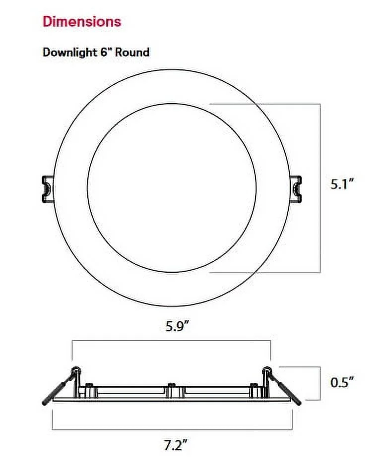 Philips Lightolier FD6R LED Flat Downlight dual select, CCT selector (2700K, 3000K, 3500K, 4000K & 5000K) and Lumen selector, 6 inch round LED downlight, white, 0-10V Dimming
