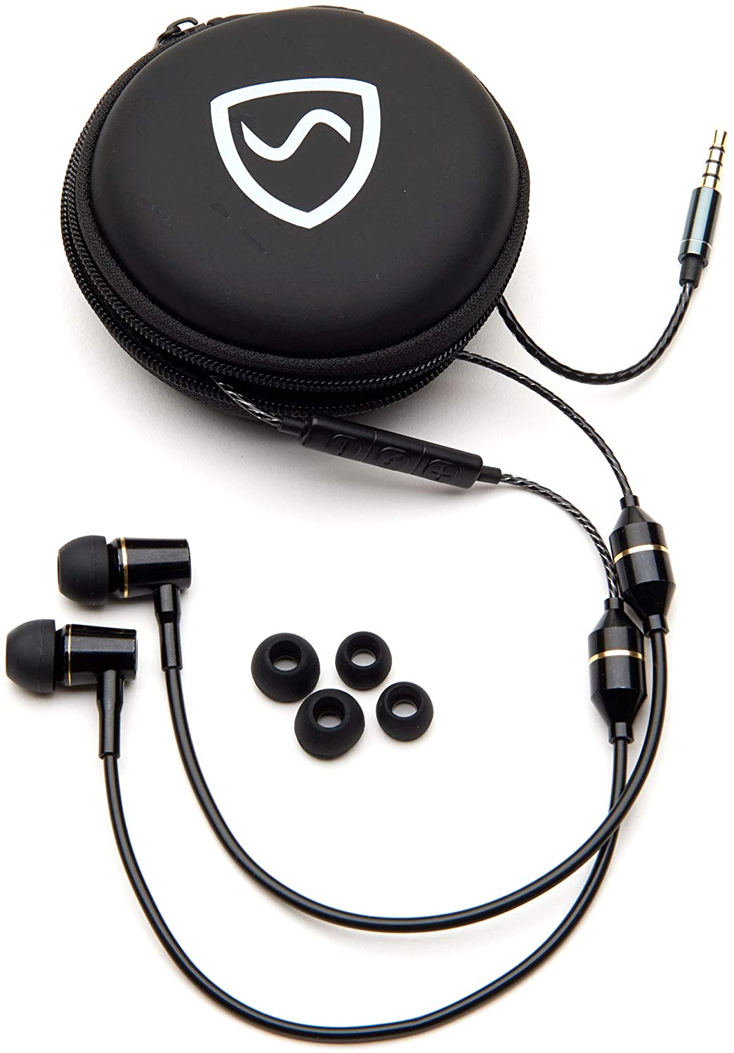 SYB Air Tube Stereo Anti-Radiation Headset, EMF Protection (Black, In-Ear)
