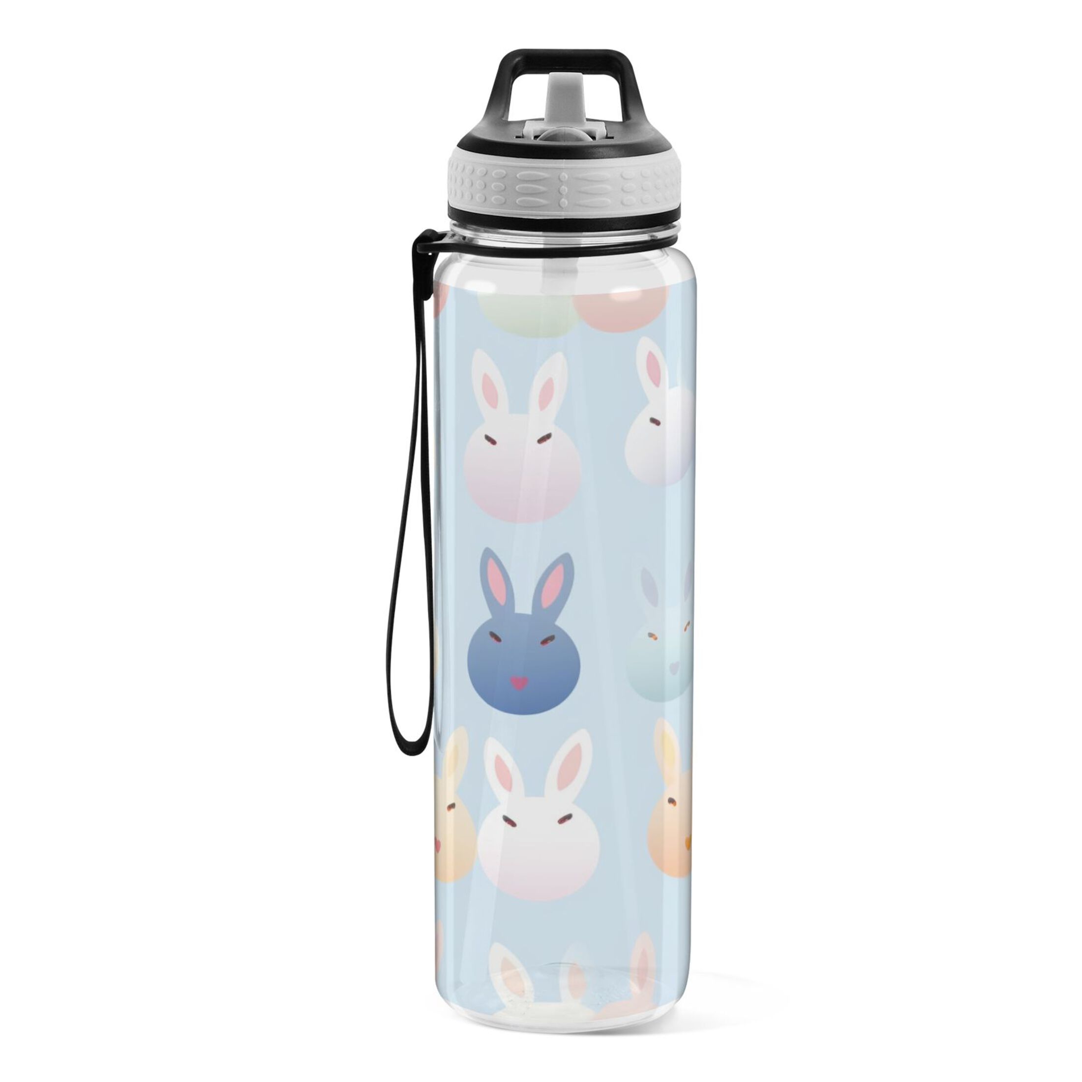 Rabbits Easter 32oz Sports Water Bottles Leakproof Tritan Bottle with Straw BPA Free Clear Bottle for Fitness Gym Outdoor Cycling
