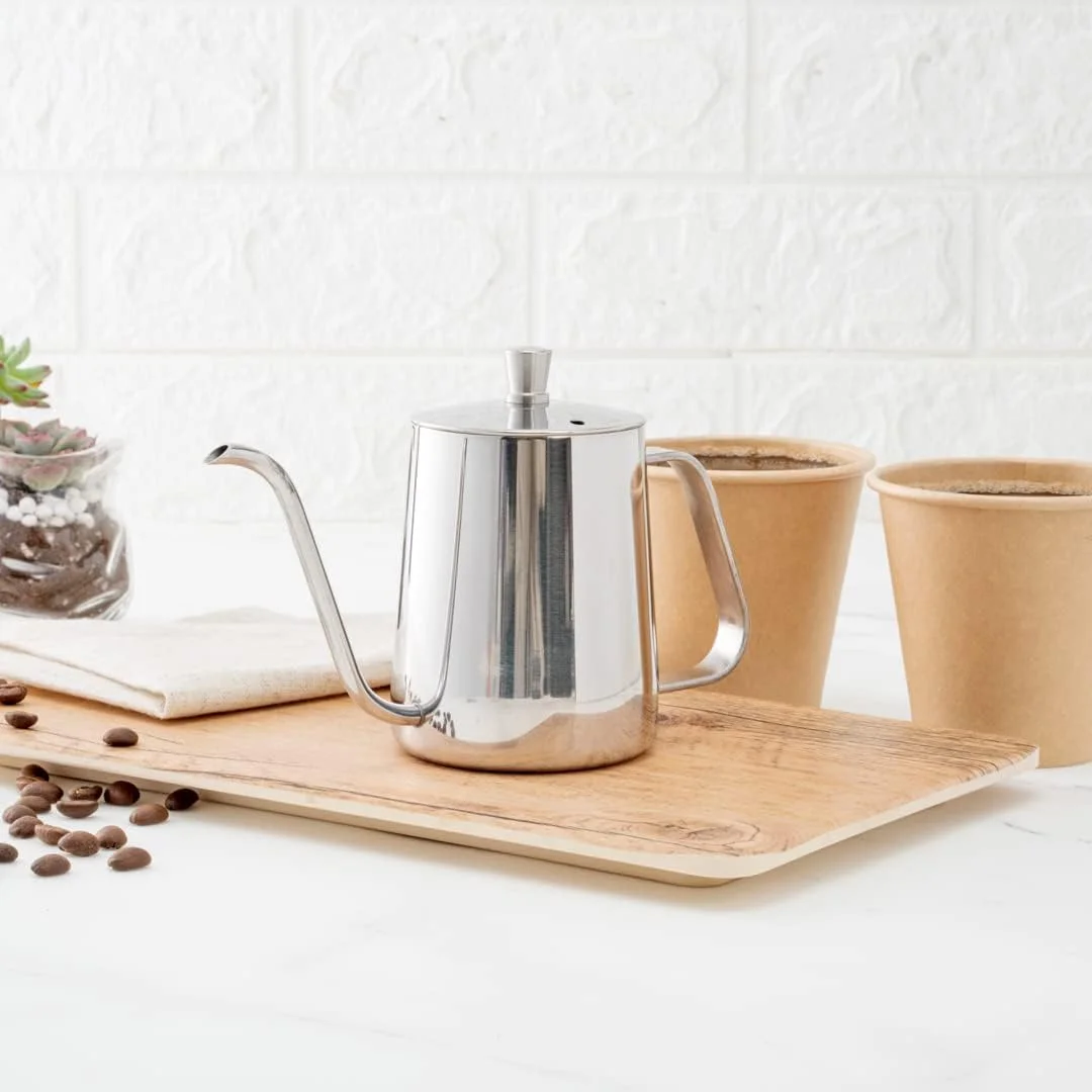 Restpresso 12 Ounce Gooseneck Kettle, 1 Dishwashable Pour Over Kettle - With Thermometer Hole, Non-Stick Coating, Stainless Steel Stovetop Kettle, Built-In Handle, -