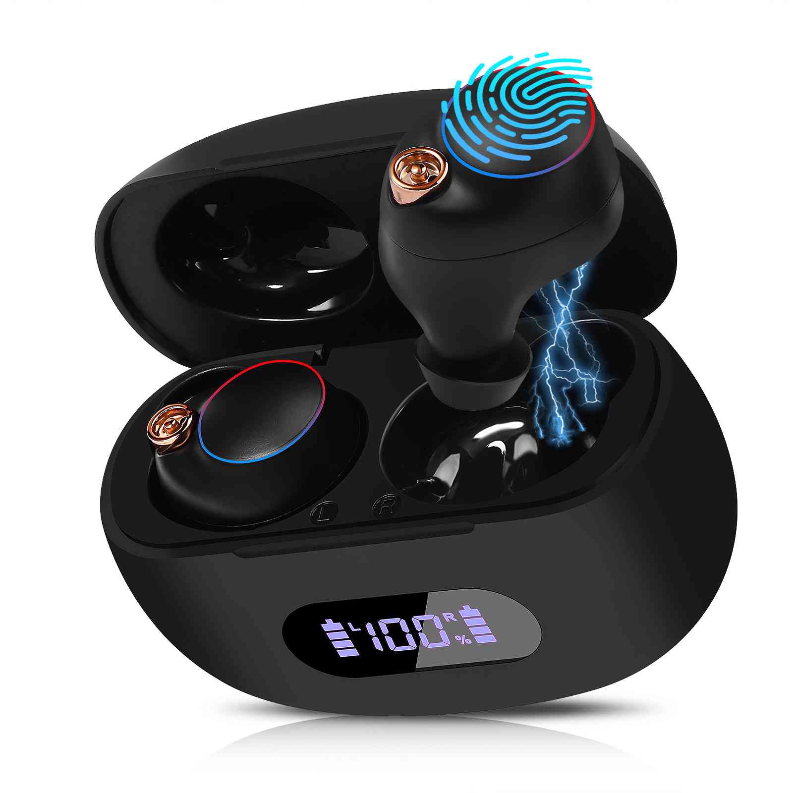 UrbanX True Wireless Bluetooth Earbuds + Charging Case, Black, Dual Connect, IPX5 Water Resistance, Bluetooth 5.2 Connection, Balanced, Bass Boost Compatible with Lenovo K8 Note