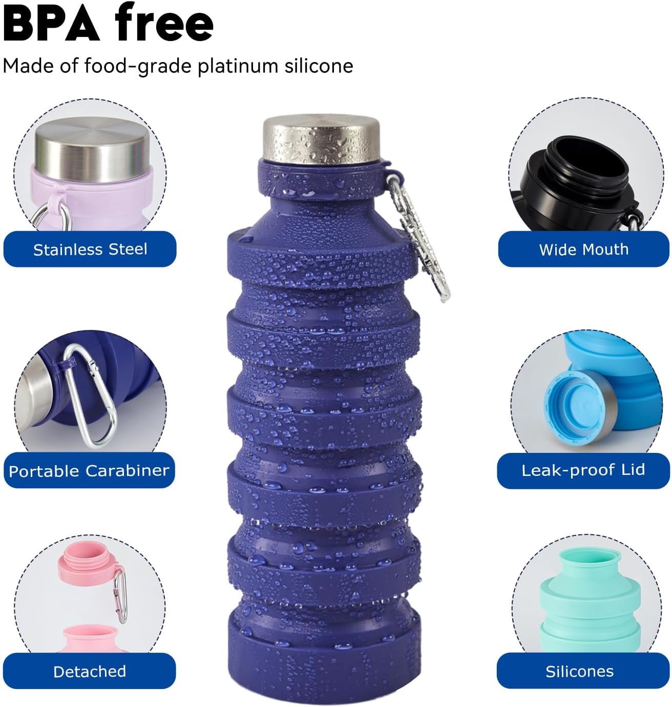 Collapsible Water Bottle (Pink)