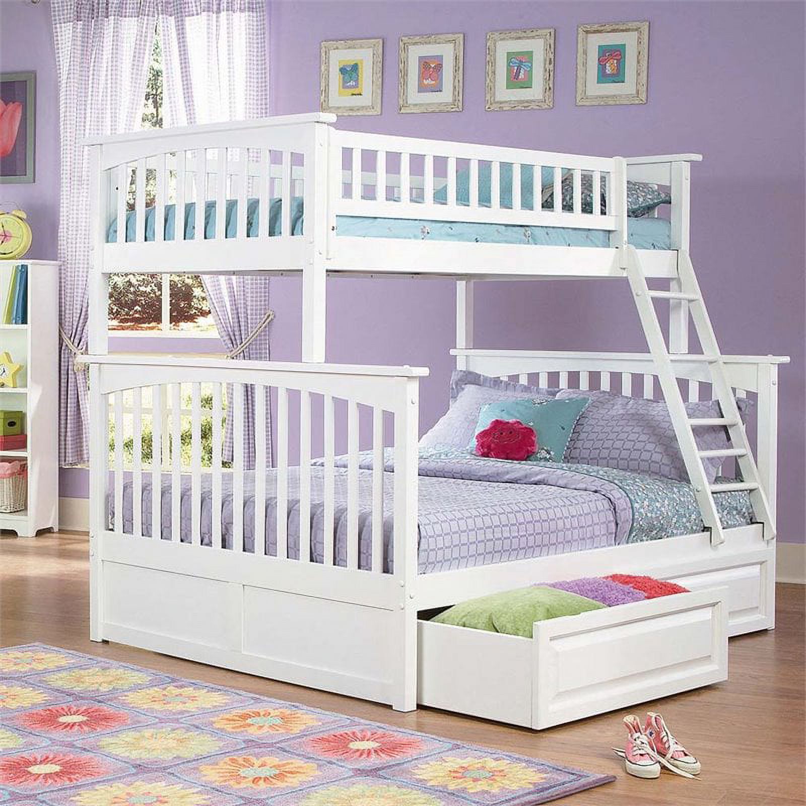 Leo & Lacey Twin Over Full Storage Bunk Bed in White