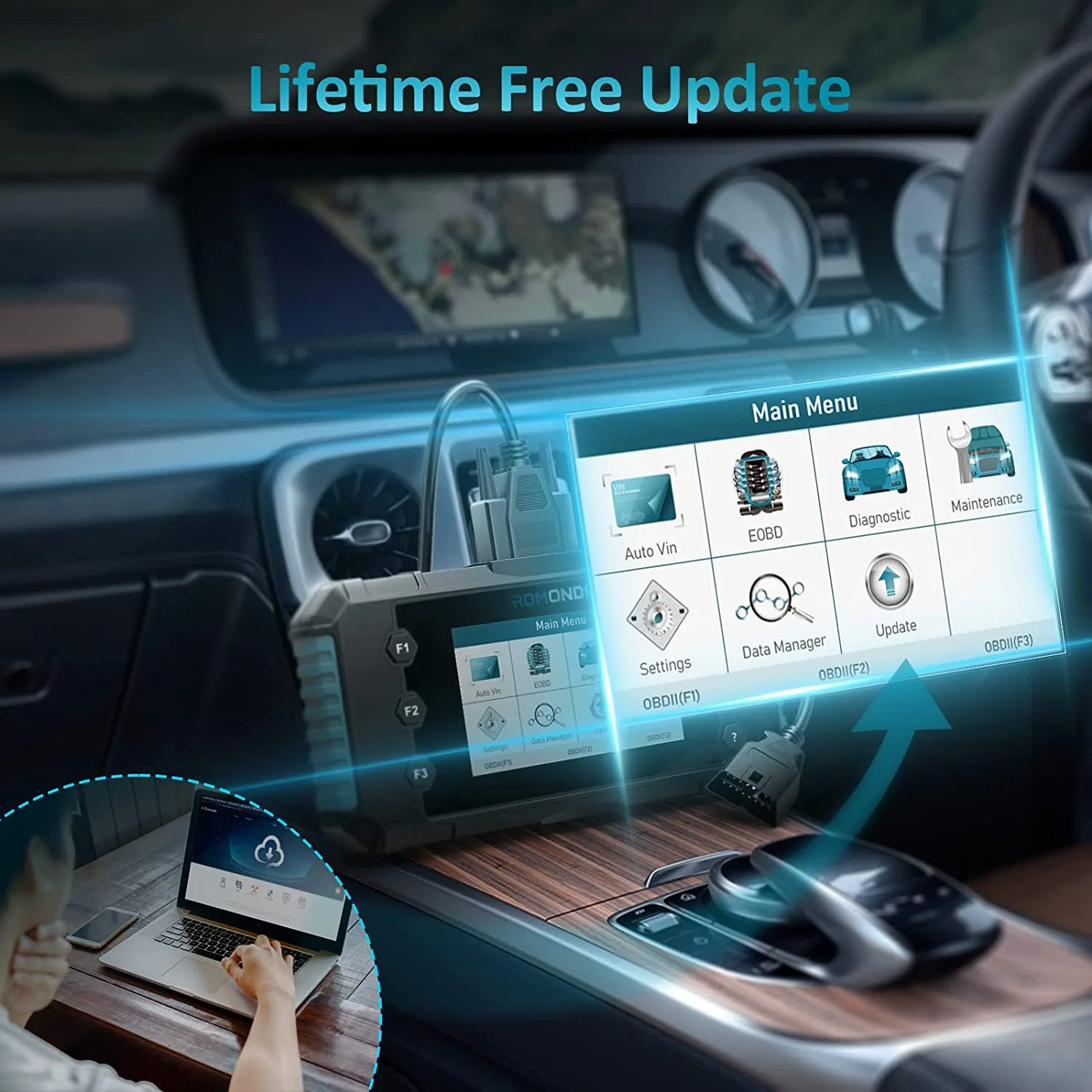 Romondes OBD2 Scanner RD4000, Full System Code Reader Car Diagnostic Tool for All Vehicles with ABS Bleeding/EPB/SAS/Throttle Body/Oil Light Reset, 2022 Newest Professional Auto VIN Escaner Automotriz