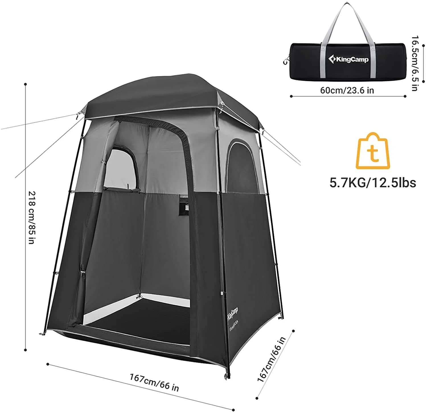 ZHANHAO Camping Shower Tent Oversize Space Privacy Tent Portable Outdoor Shower Tents for Camping with Floor Changing Tent Dressing Room Easy Set Up Shower Privacy Shelter 1 Room/2 Rooms Toilet Tent