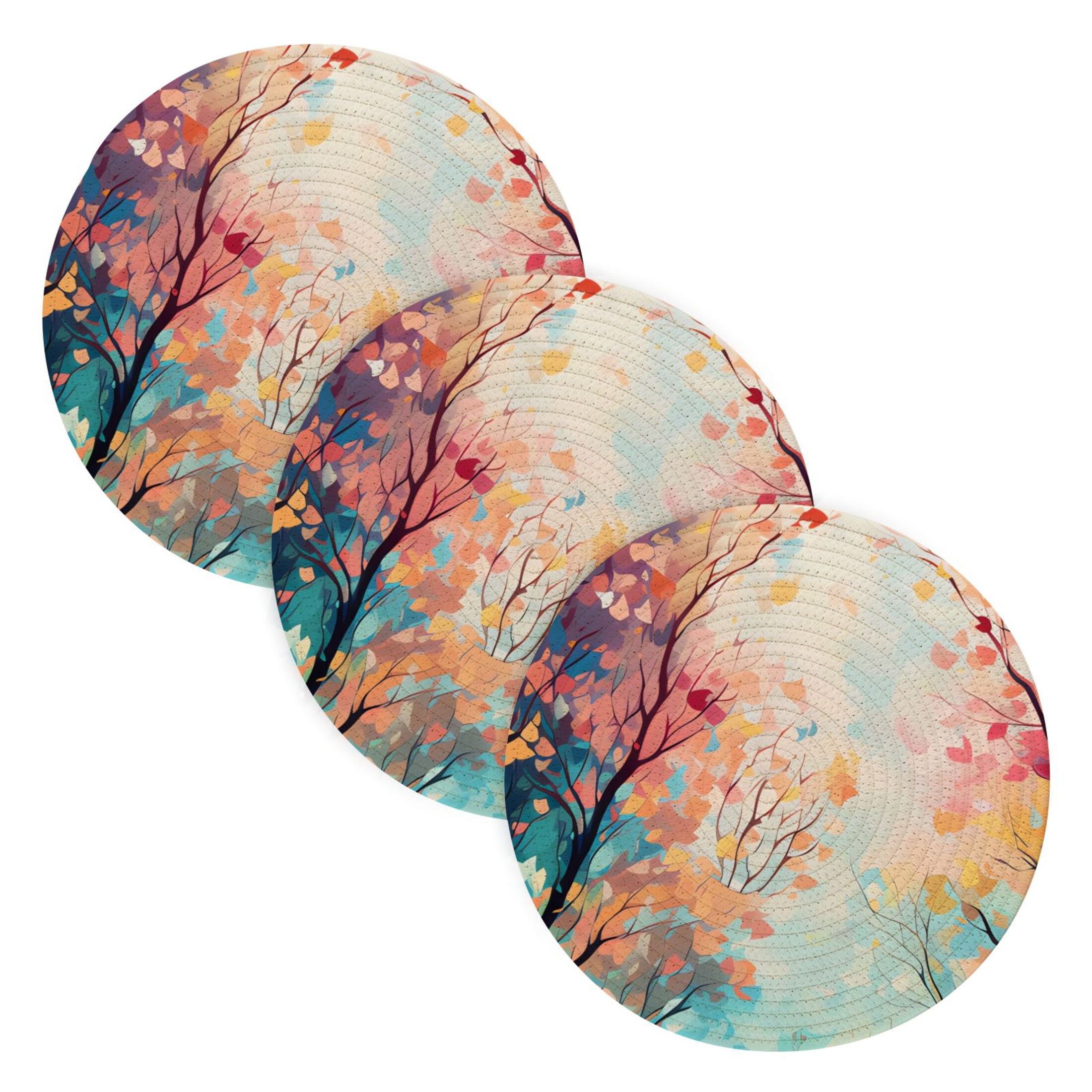 Abstract Trees 3 PCs Pot Holders Trivets Kitchen 15