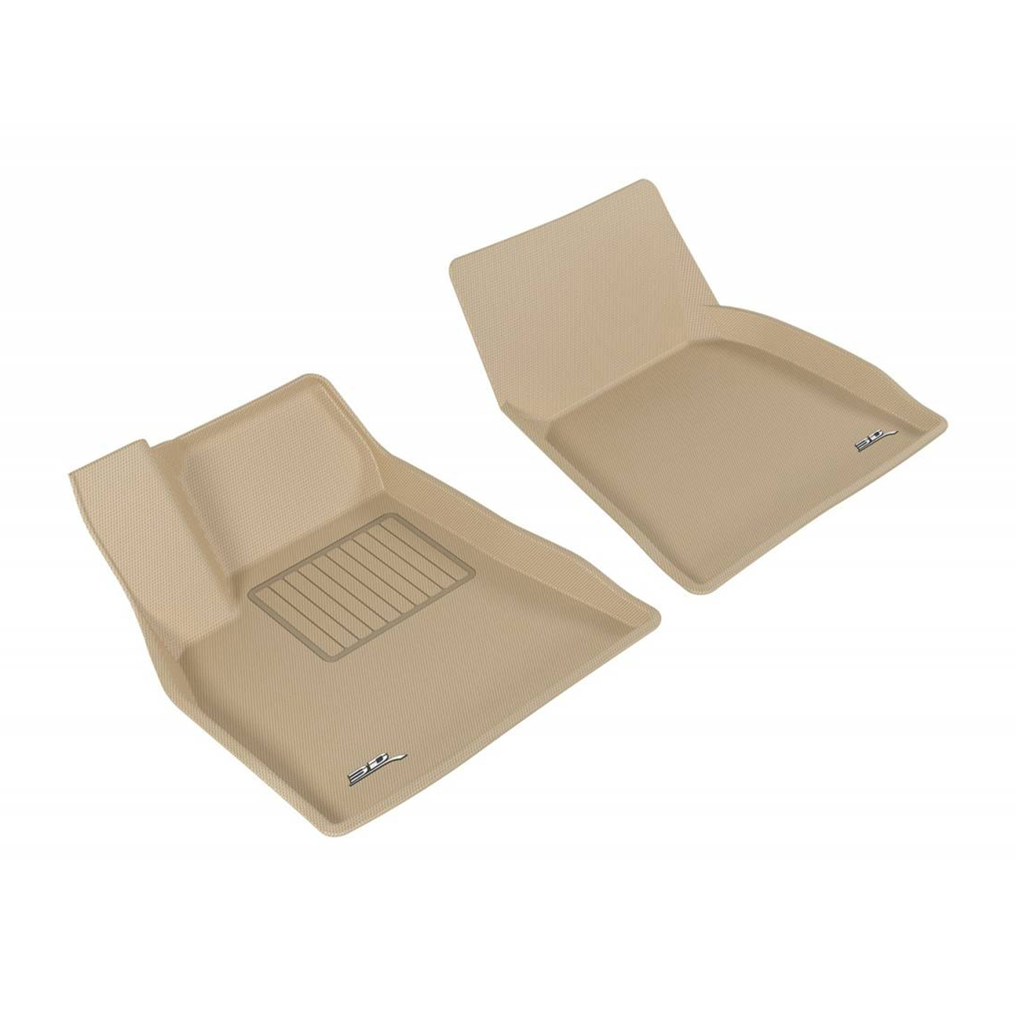 3D MAXpider Kagu Series Front Row Floor Mats, 2012-2019 Tesla Model S, Tan