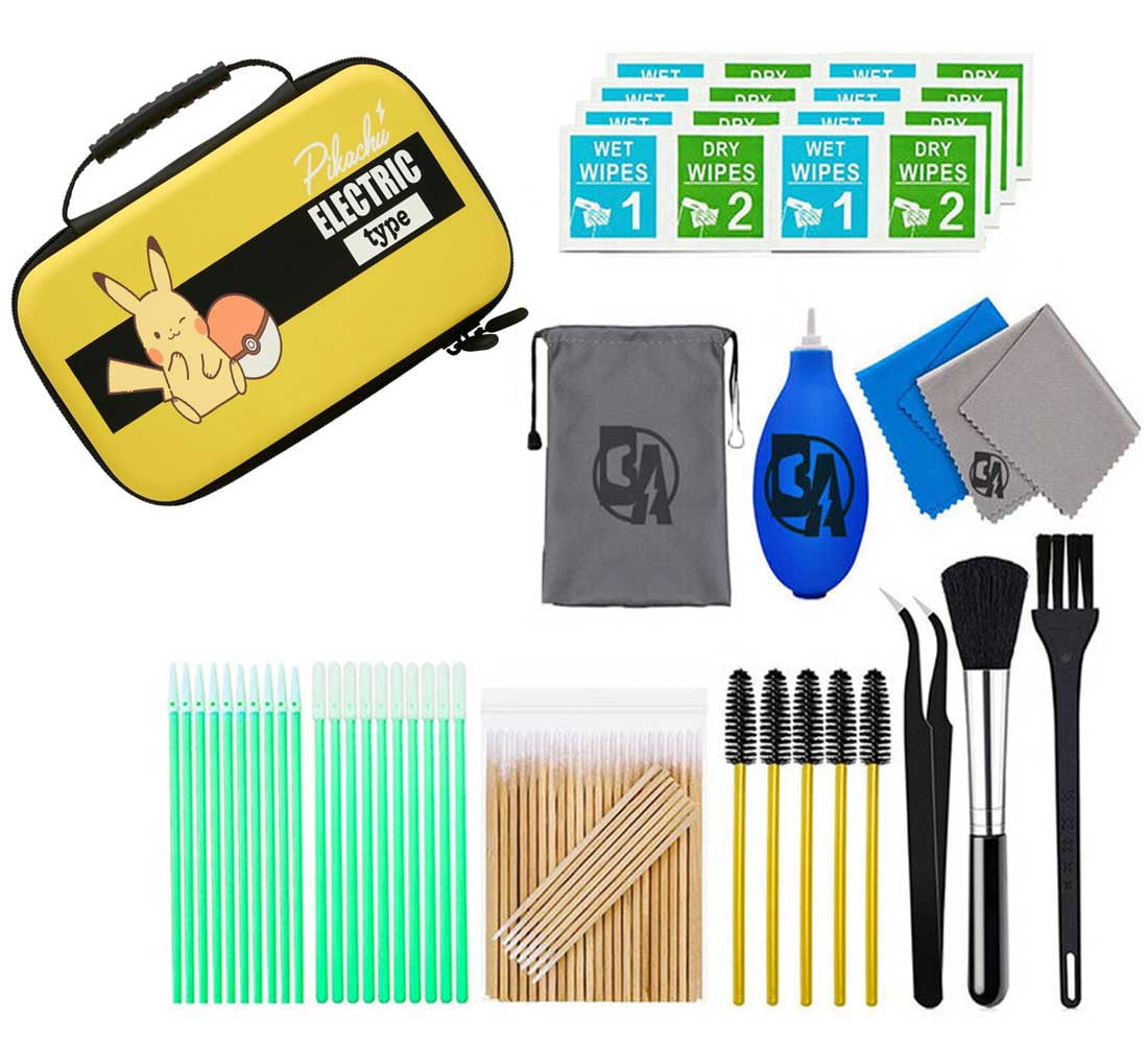 PowerA - Protection Case for Nintendo Switch - OLED Model, Nintendo Switch or Nintendo Switch Lite - Pikachu Electric Type With Cleaning Manual Kit Bolt Axtion Bundle Like New