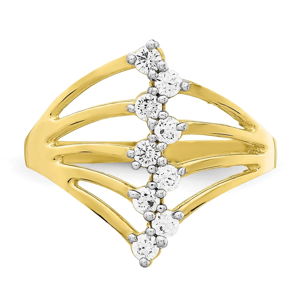 Primal Gold 10 Karat Yellow Gold Cubic Zirconia 9-Stone Ring
