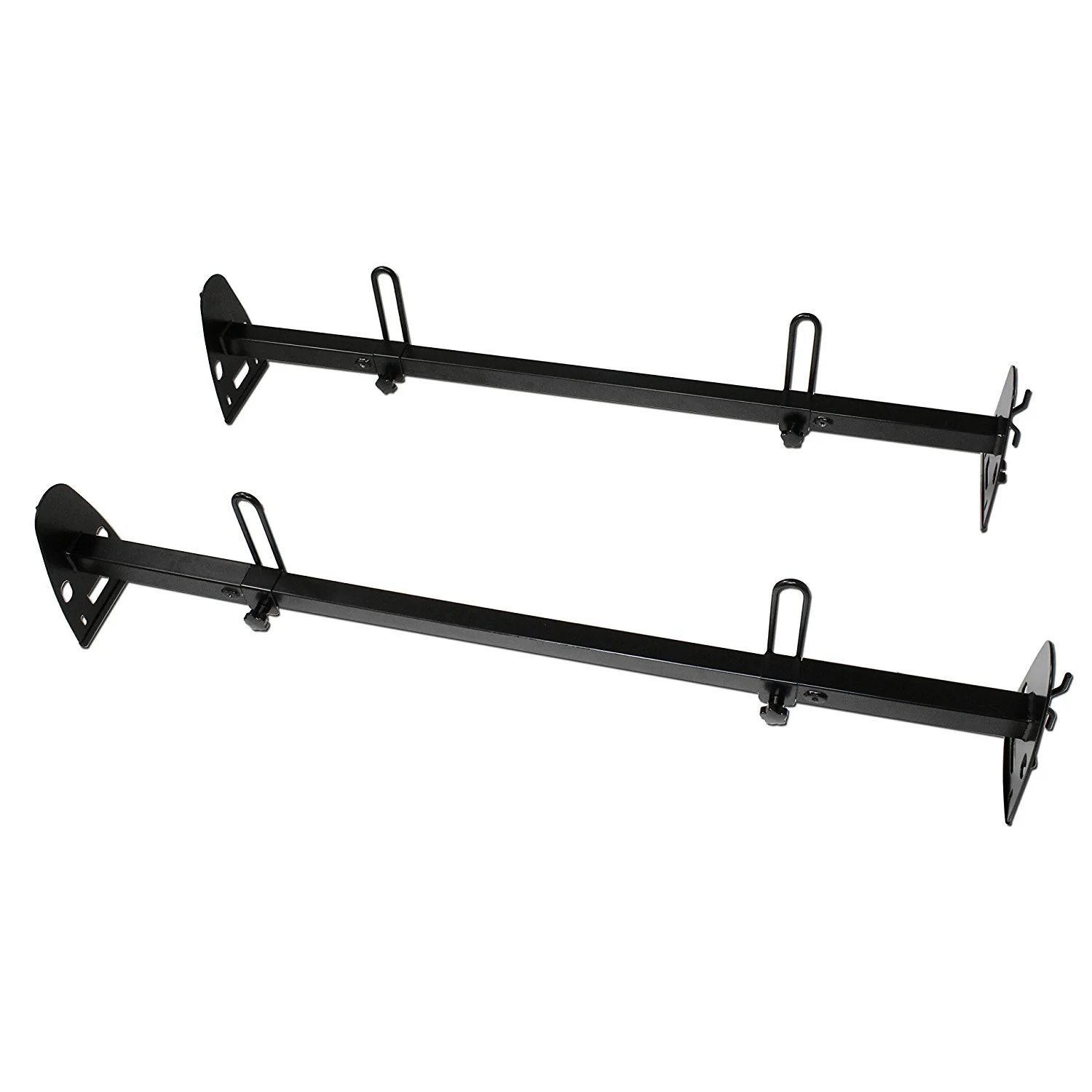 AA-Racks Steel Square Two (2) Bar Van Roof Rack With Ladder Stopper - Black (X27-BLK)