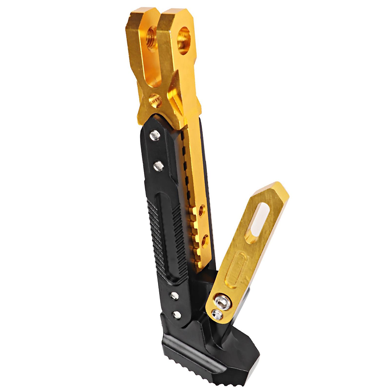 Motorcycle Aluminum Alloy Adjustable Kickstand Foot Side Stand Tripod Holder (golden)