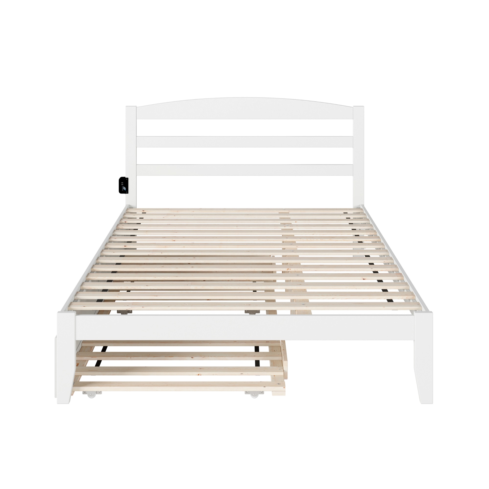 AFI Warren Solid Wood Queen Bed with Twin Trundle and USB Charger in White