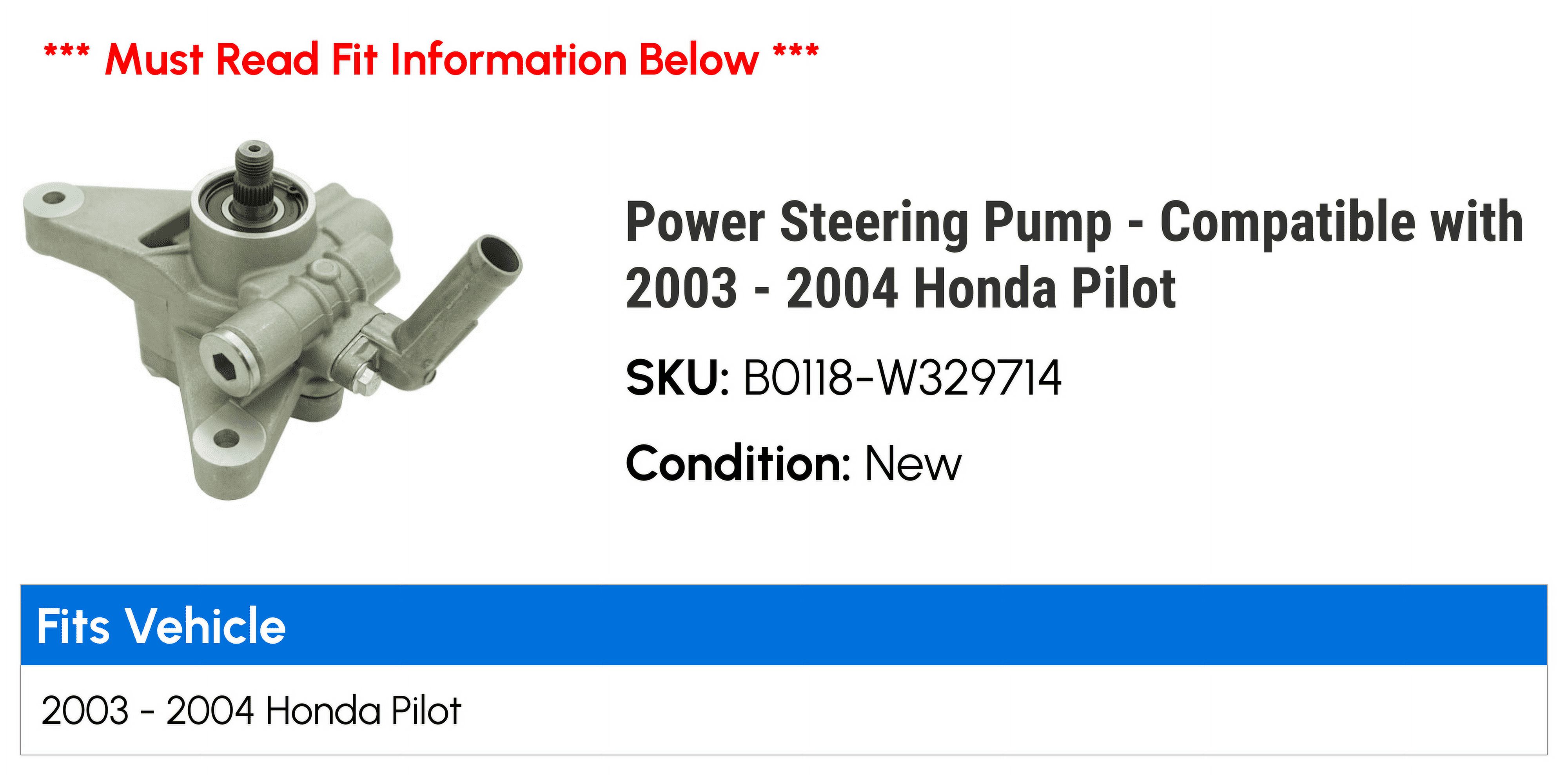 Power Steering Pump - Compatible with 2003 - 2004 Honda Pilot