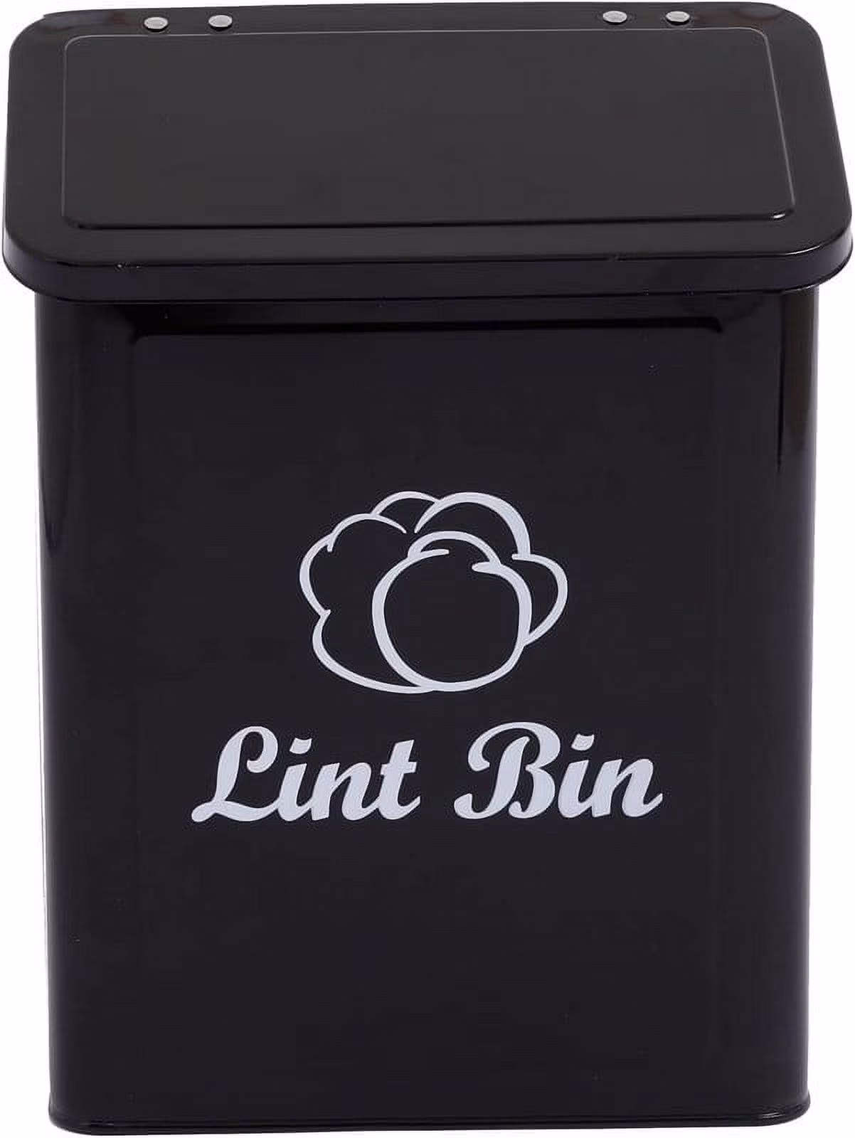 Pethiy Metal Lint Bin for Laundry Room, Magnetic Lint Bin, Wall Mounted Lint Box Holder, Washer Dryer Trash Can with Lid, Modern Farmhouse Laundry Room Decor, Organization & Storage-Black