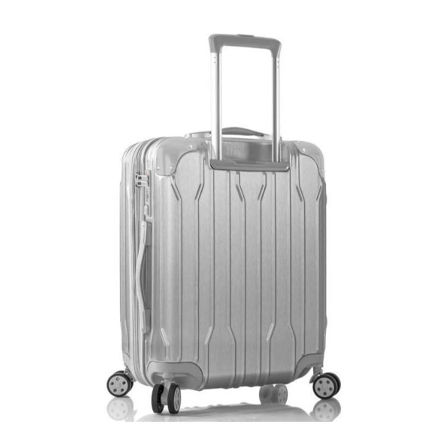 Heys Xtrak 21-Inch Lightweight, TSA Combination Lock, Expandable, Telescopic Handle System Carry-On Luggage with Spinner Wheels Silver