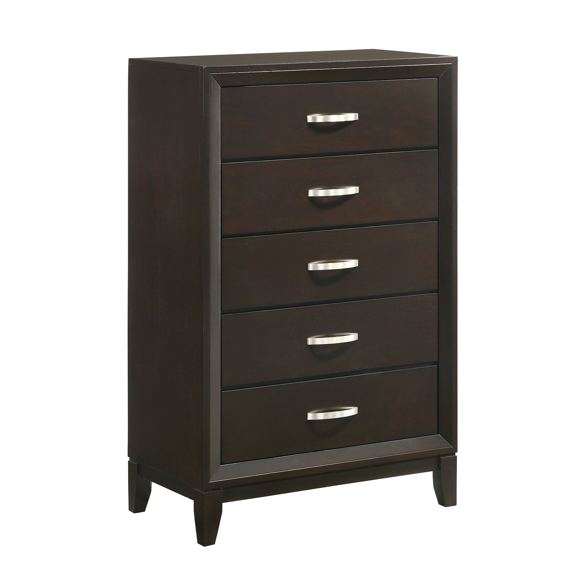 Picket House Furnishings Warren 5-Drawer Wood Chest in Merlot