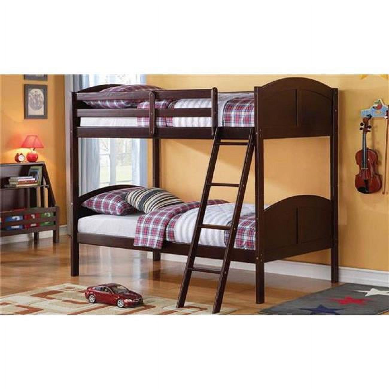 Brown Over Twin Classic Bunk Bed, Espresso - Twin Size