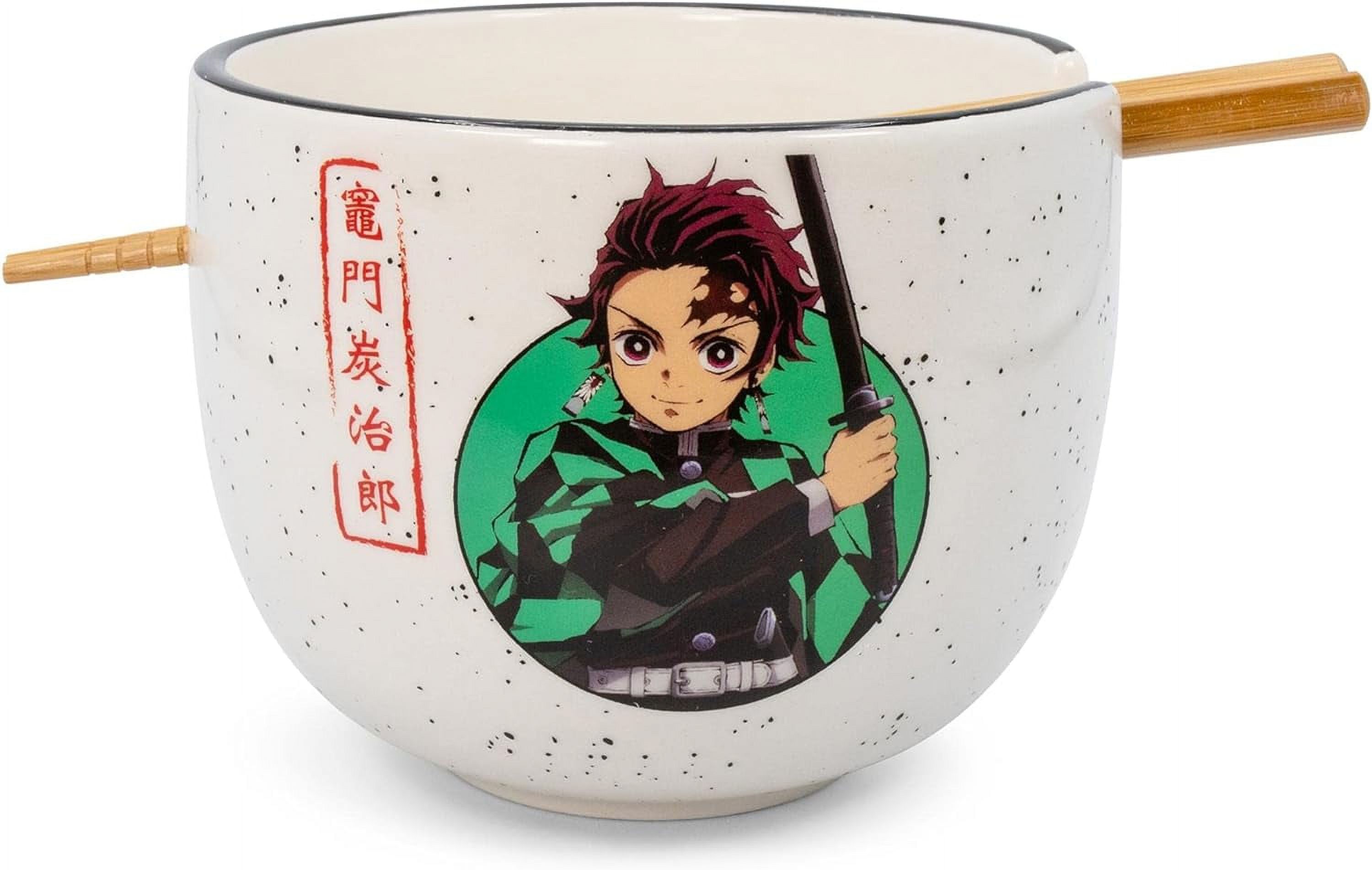 Demon Slayer Tanjiro Japanese Dinnerware Set | 16-Ounce Ramen Bowl, Chopsticks
