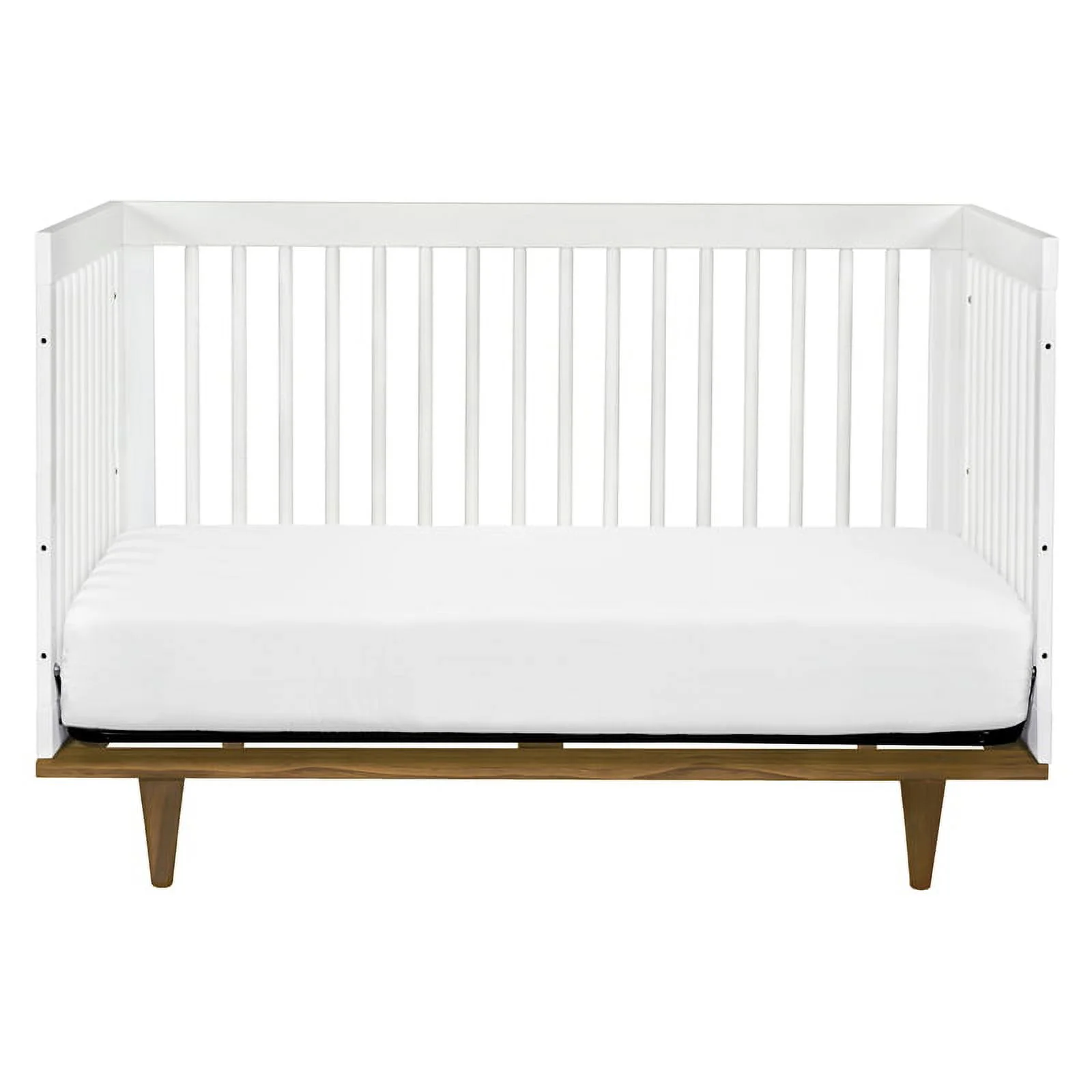 Davinci Marley Modern Pine Wood 3-In-1 Convertible Crib in White/Walnut