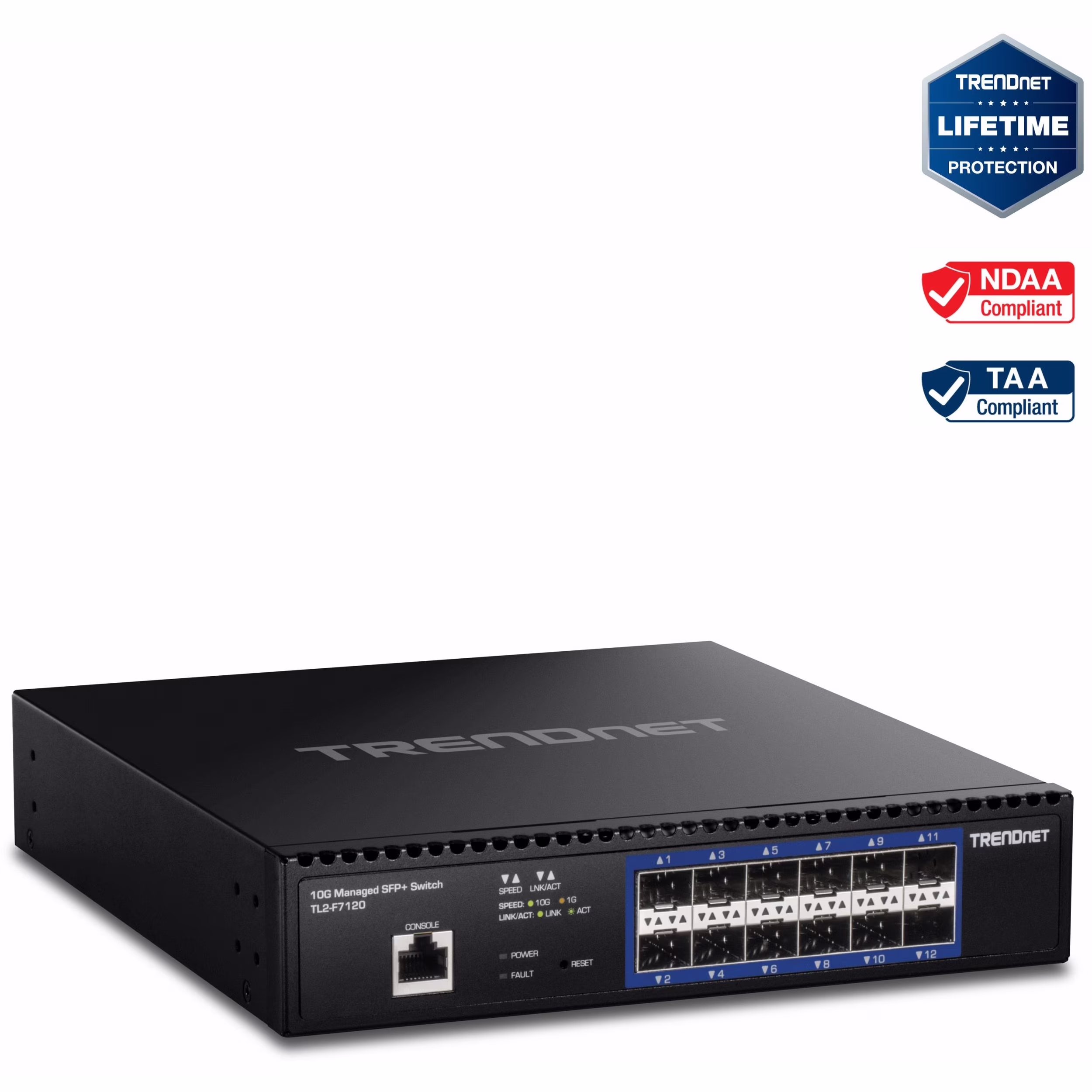 TRENDnet  TL2-F7120, 12-Port 10G Layer 2 Managed SFP+ Switch