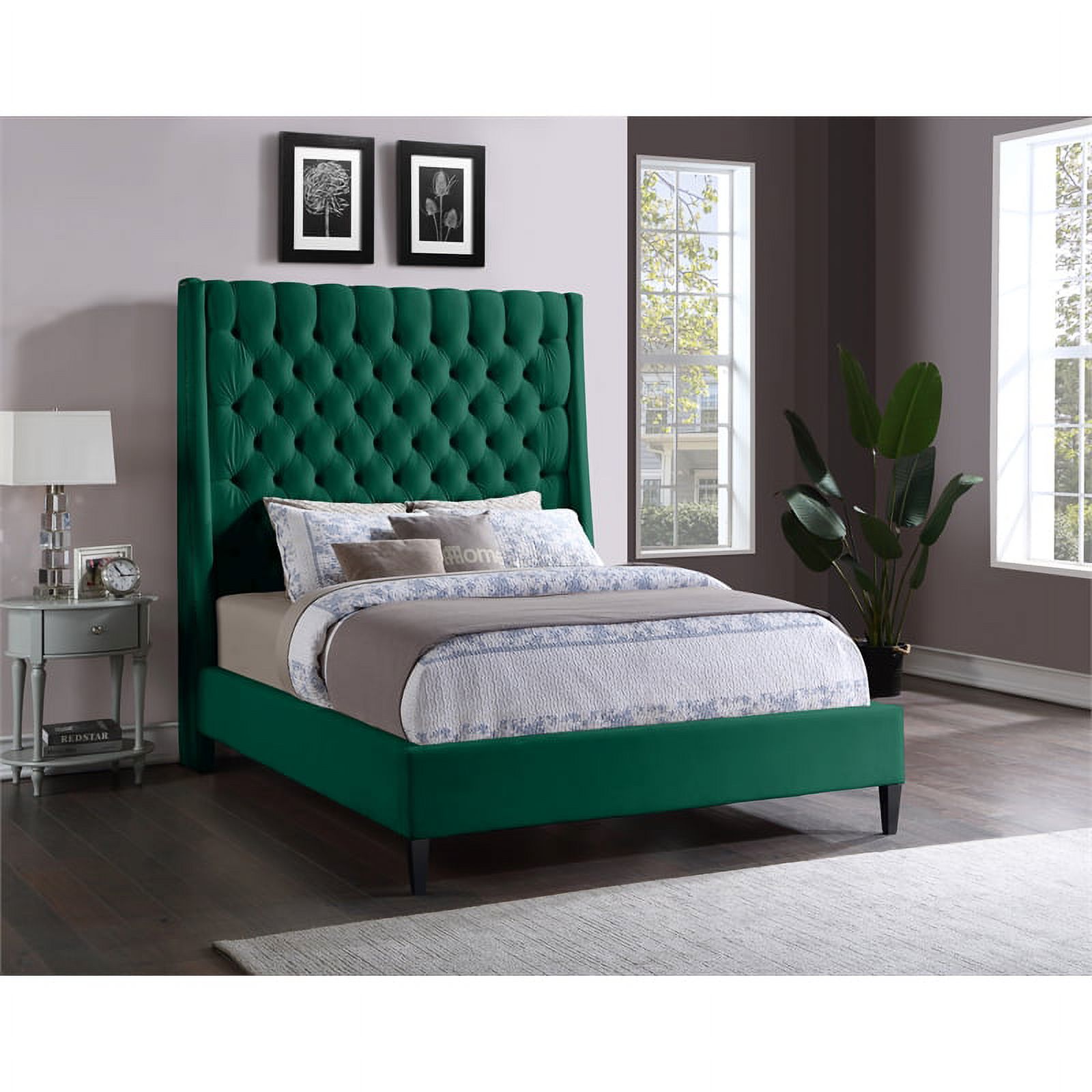 Meridian Furniture Fritz Green Velvet Queen Bed