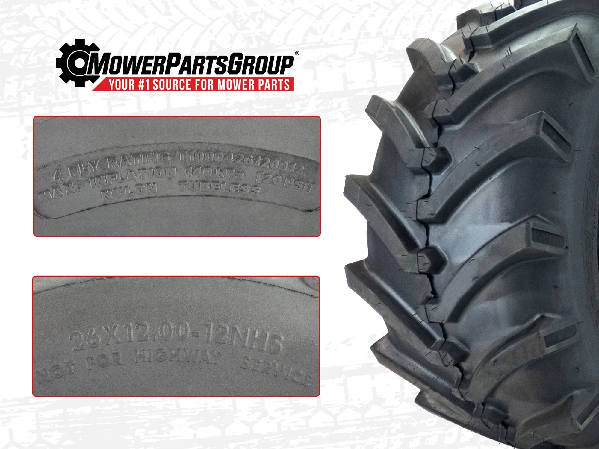 (2) Lawn Trac Tire Assemblies 26x12.00-12 Fits Bad Boy Rogue 54