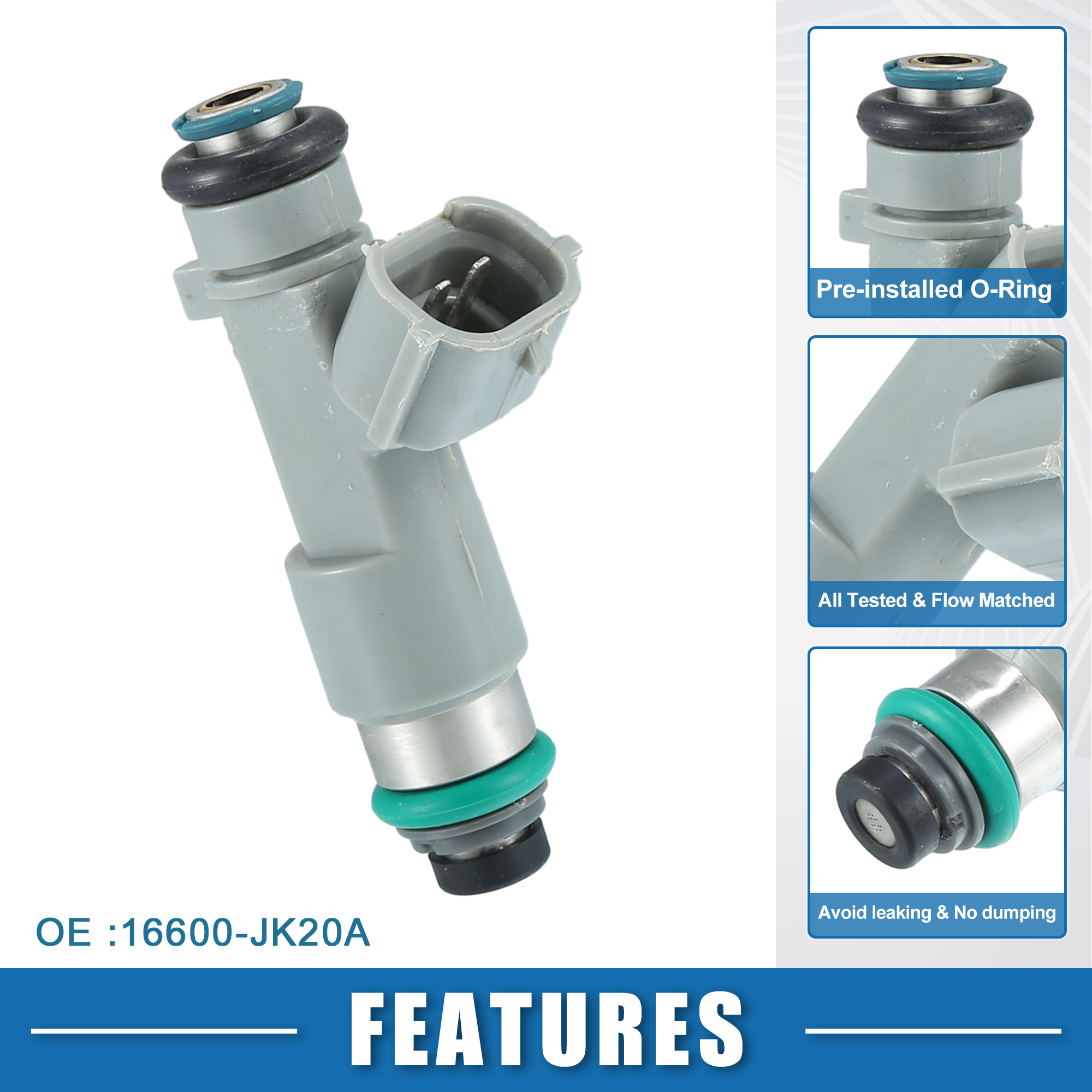 Fuel Injector No.16600JK20A Fuel Injection Nozzle for Nissan Pathfinder 14-20 3.5L Gray 6 Pcs