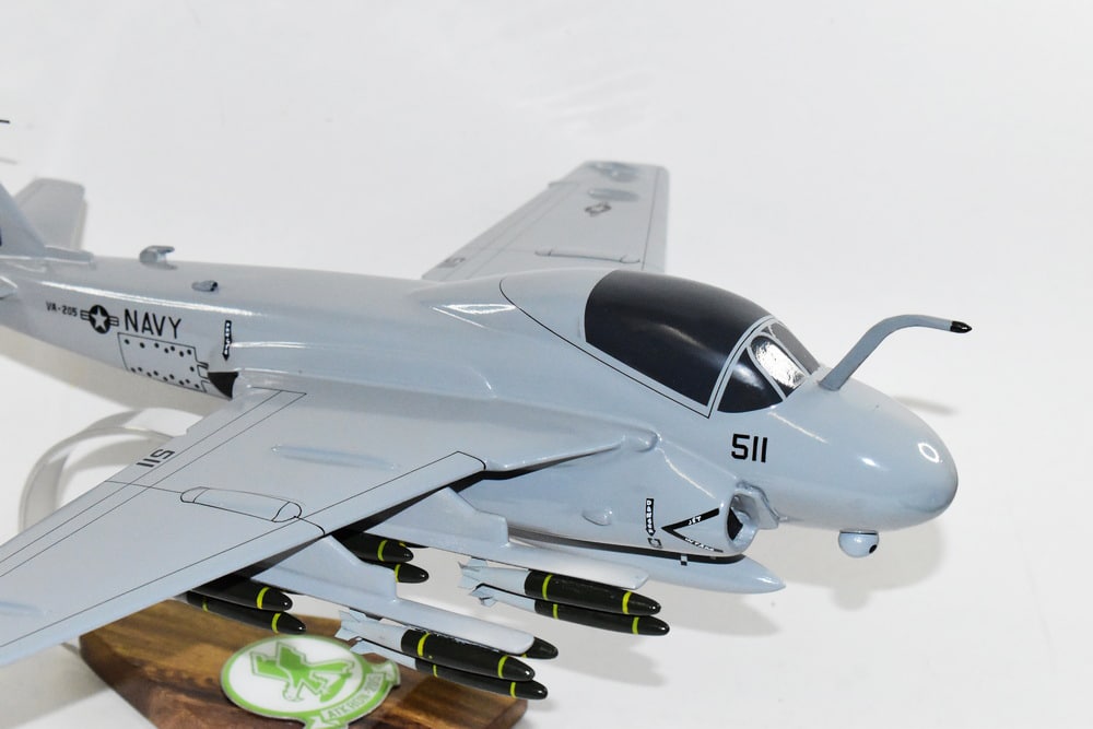 VA-205 Green Falcons A-6 (1992) Intruder Model, 1/36th Scale, Mahogany, Navy