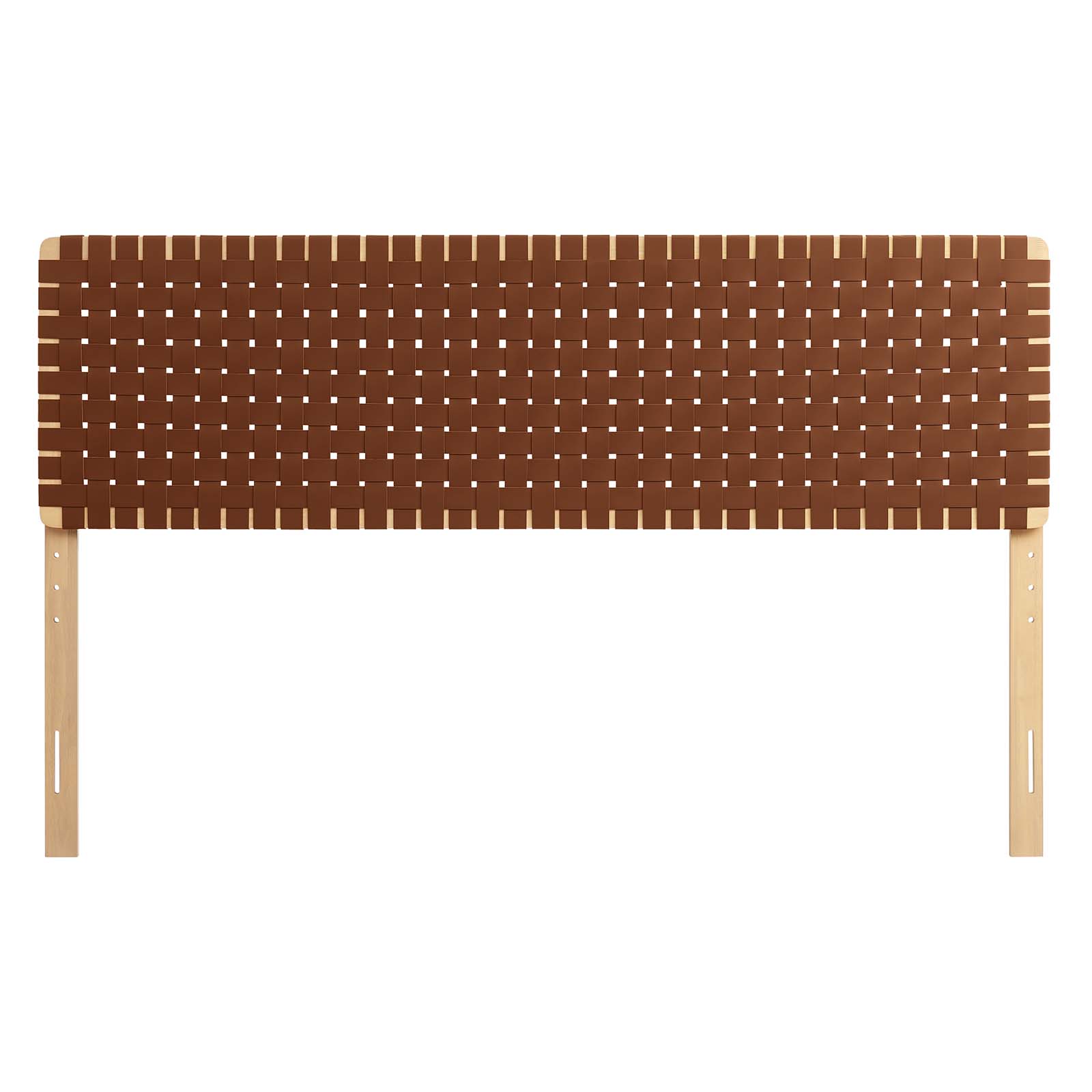 Modway Sparta Weave King Vegan Leather Headboard in Natural Brown