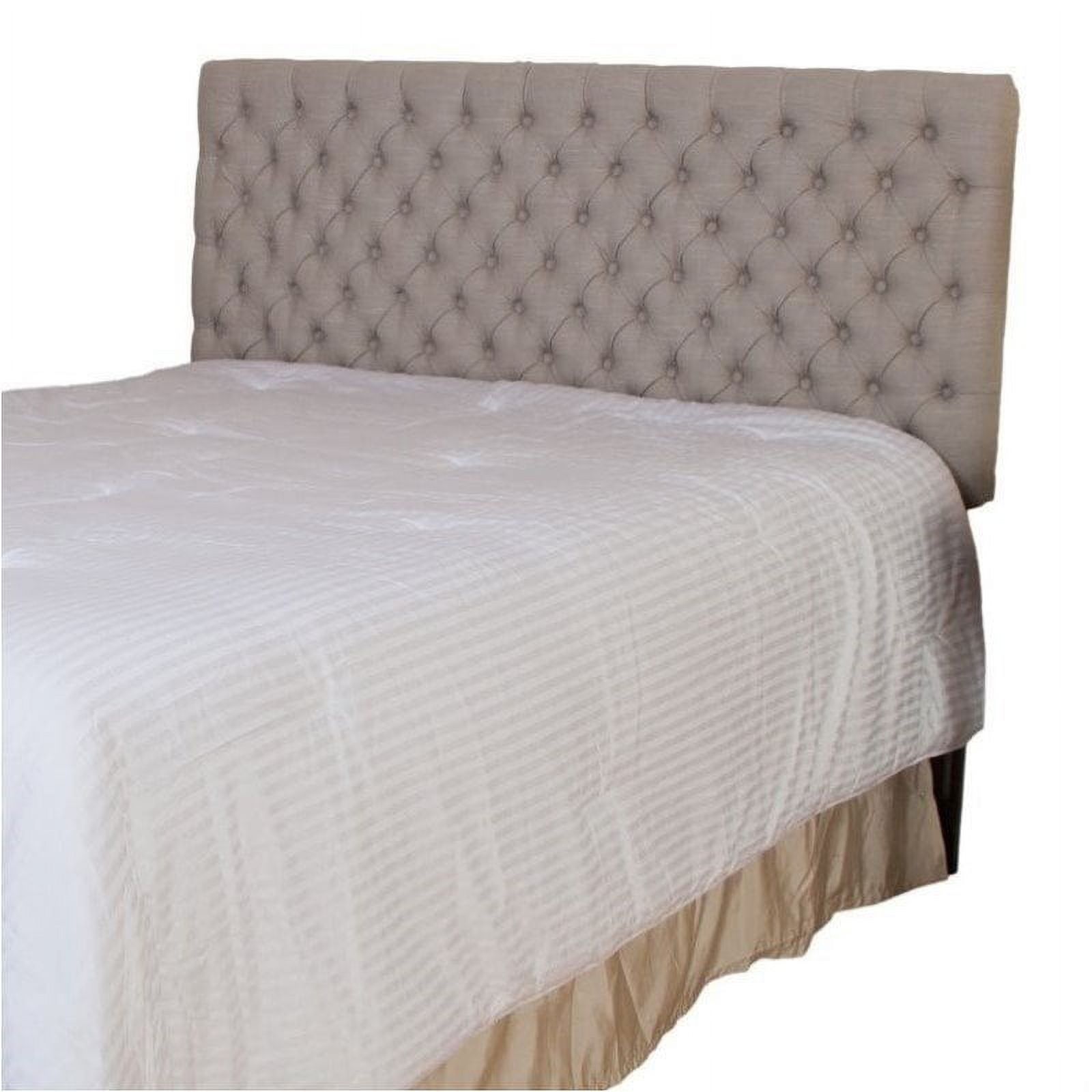 Bowery Hill Adjustable Full Queen Tufted Panel Headboard in Beige