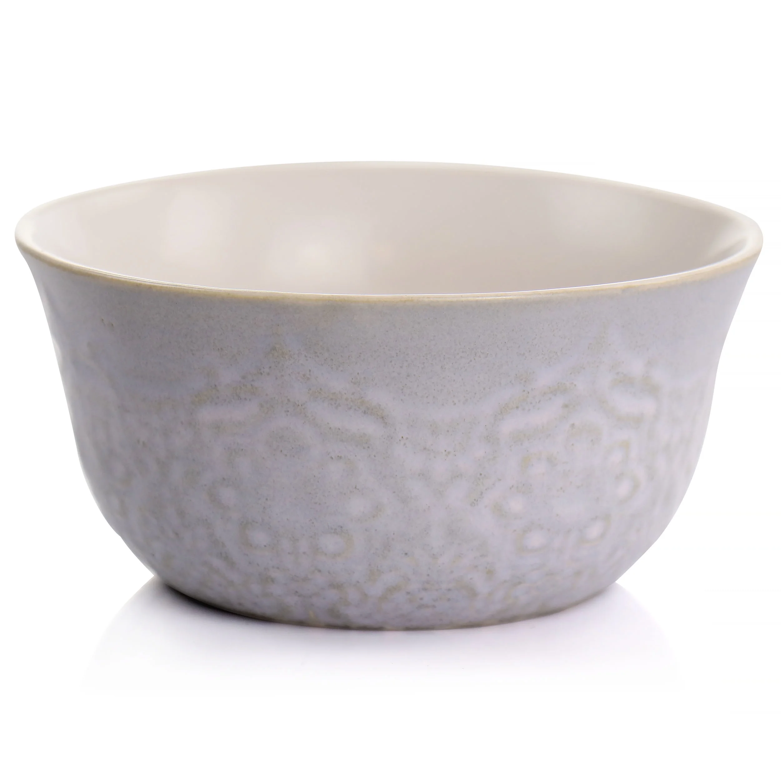 Hometrends Portina Embossed Scallop 6.1 inch Round 4 Piece Bowl Set in Grey