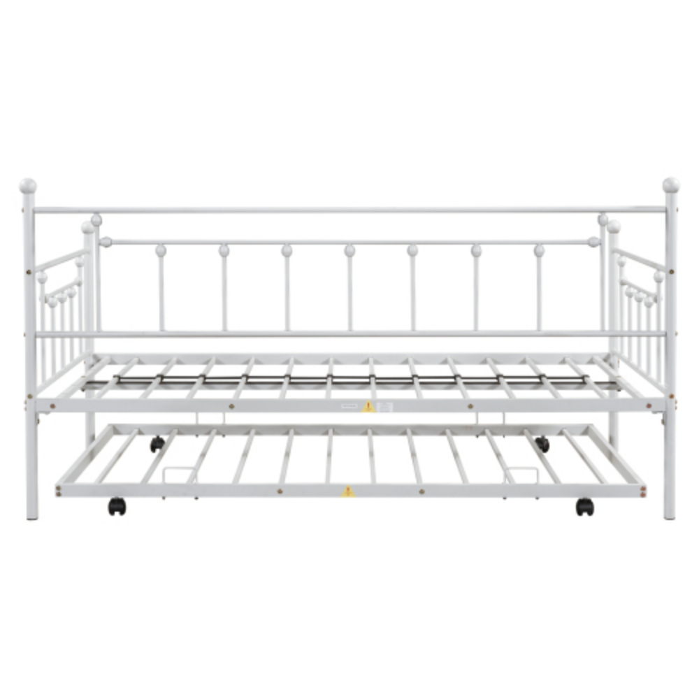 Daybed with Trundle LIGHT GREY + Metal