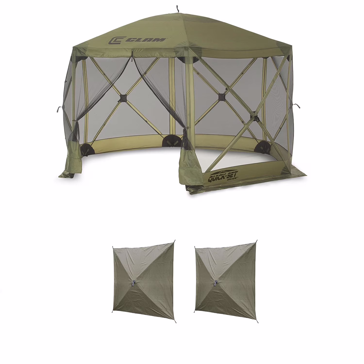 Clam Quick Set Escape Portable Canopy Shelter with Wind & Sun Panels, (2 pack)