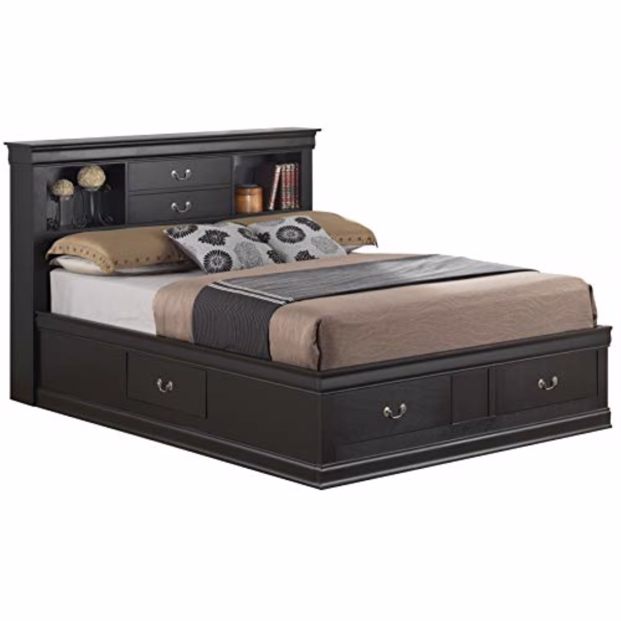 Glory Furniture Louis Phillipe G3150B-QSB Queen Storage Bed , Black