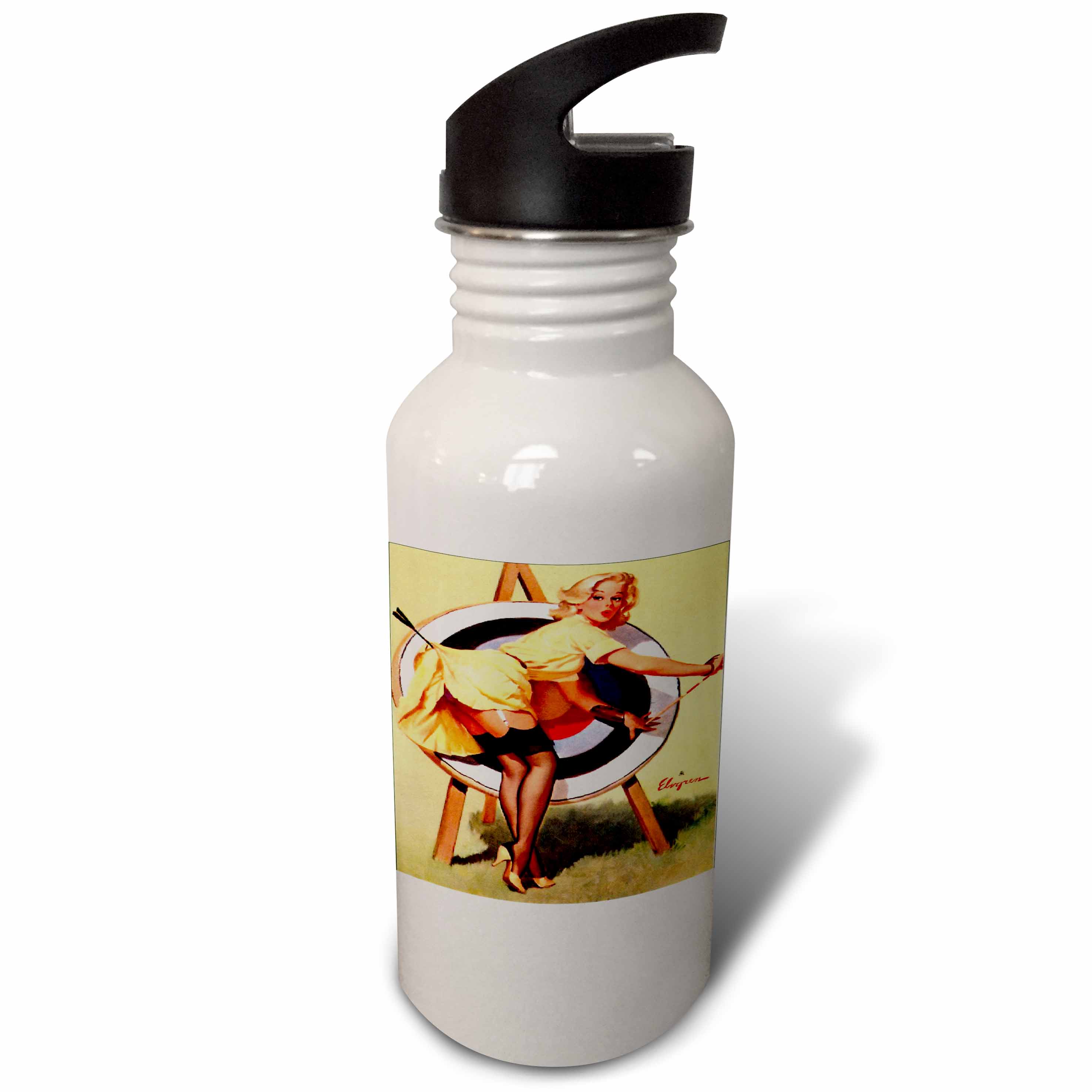 Print of Elvgren Pinup Near Miss Archery 21 oz Sports Water Bottle wb-204148-1