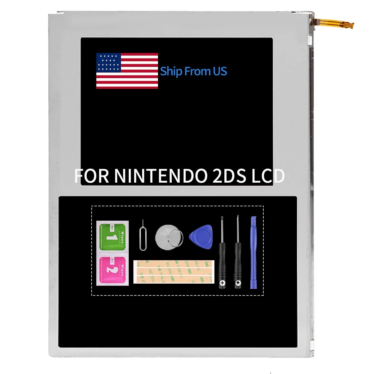 Screen Replacement for Nintendo 2DS N2DS OEM LCD Display Repair Kits with Repair Tools (Not Including Touch Screen Digitizer)