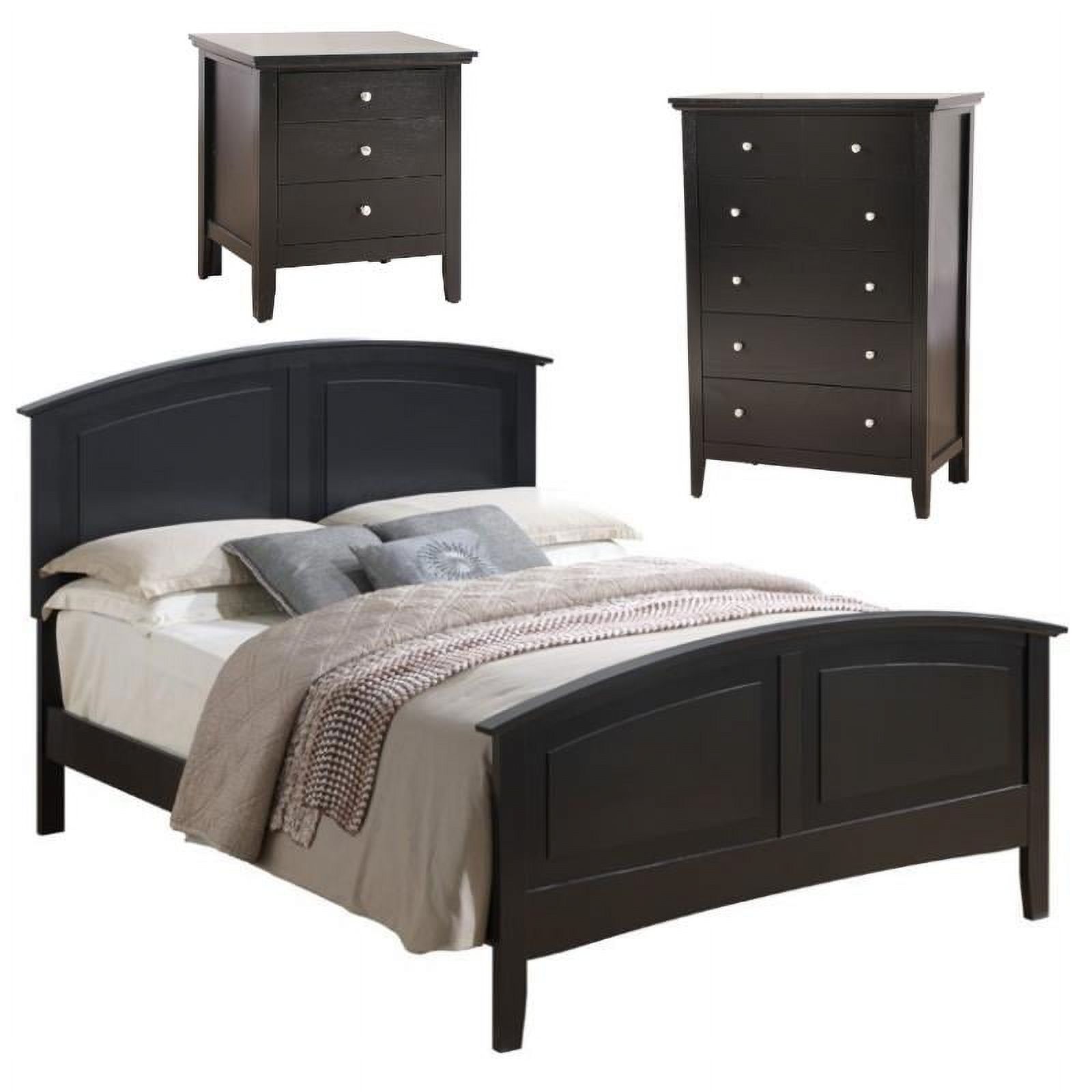 Home Square 3-Piece Set with King Bed 5-Drawer Chest and 3-Drawer Nightstand