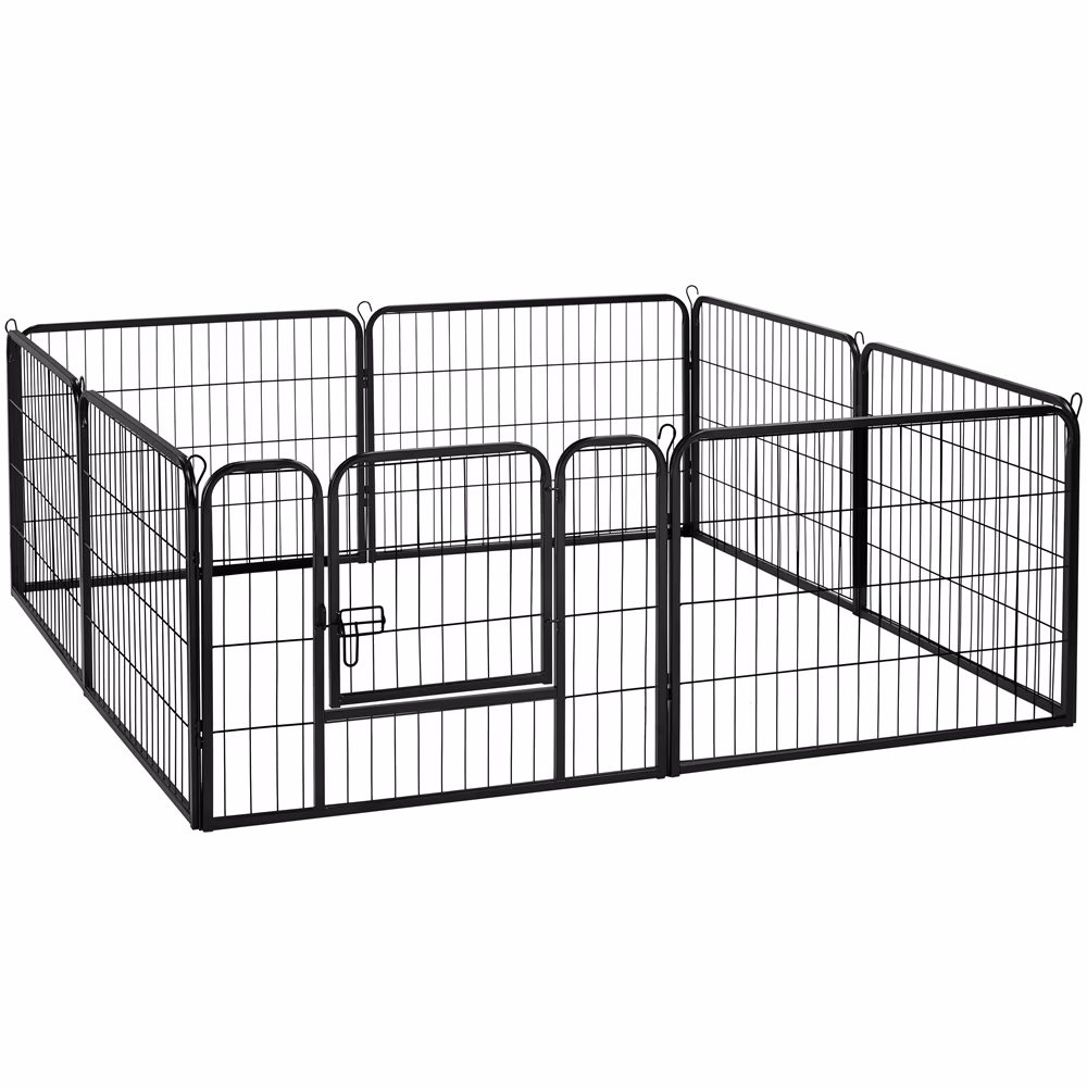 Yaheetech 16 Panels 24'' Dog Playpen Iron Pet Playpen Dog Cat Exercise Fence, Black