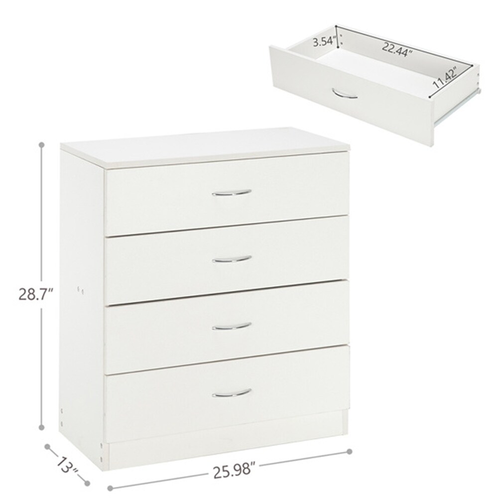 BESTCOSTY MDF Wood Simple 4-Drawer Dresser White