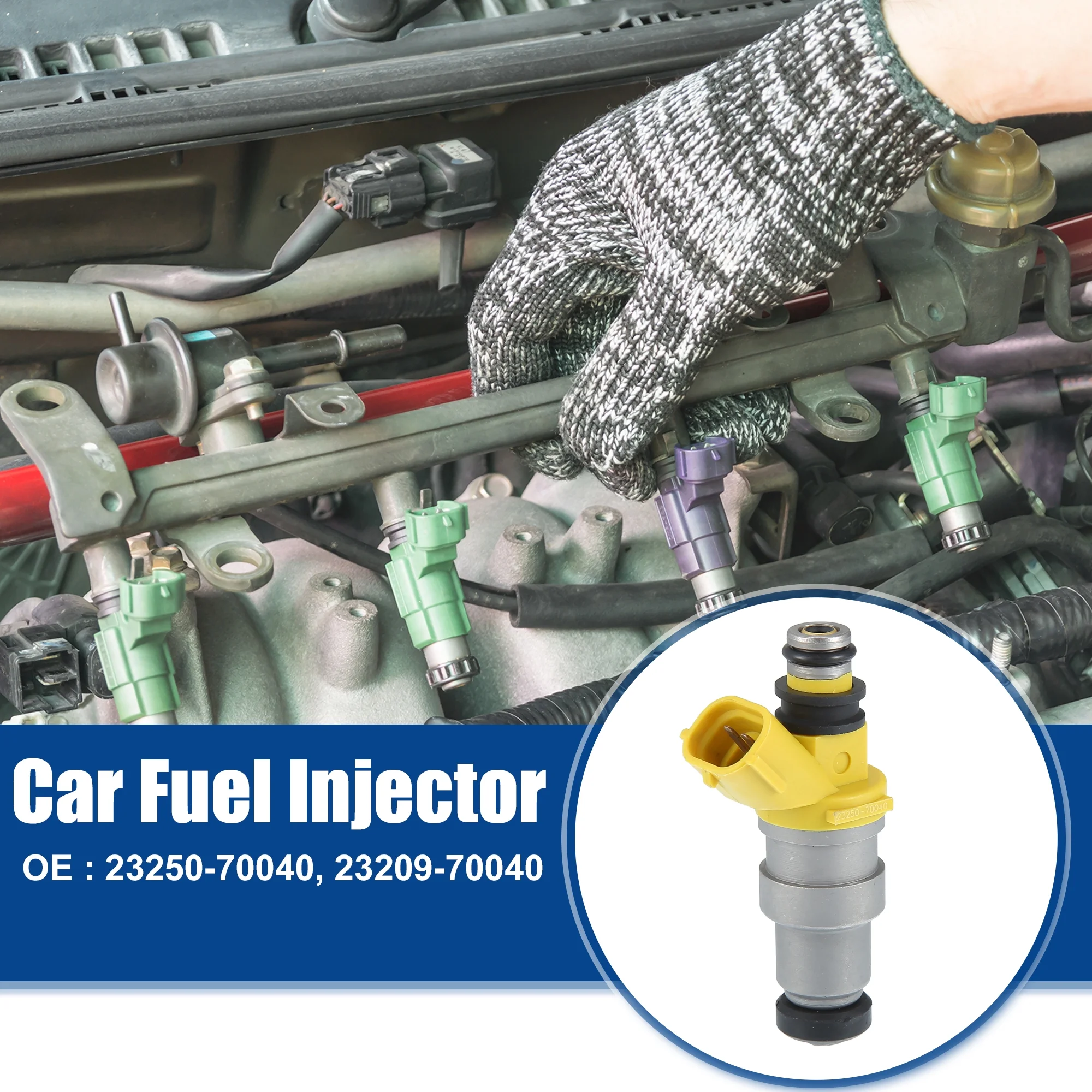 6pcs Car Fuel Injector Nozzle Replacement Fit for Toyota Supra 3.0L 1986-1988 23250-70040 Silver Tone