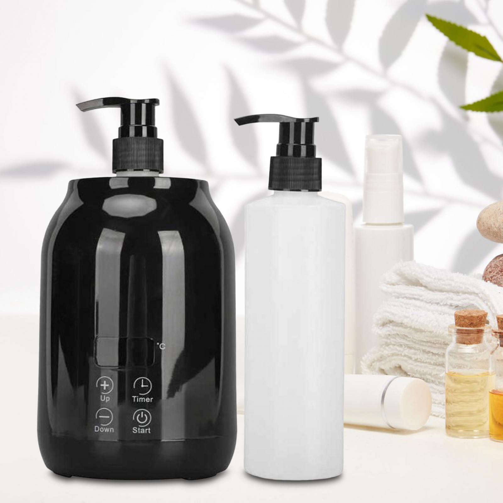Single Bottle Massage Oil Heater Quick Heating Small with 2Pcs Empty Bottles Black