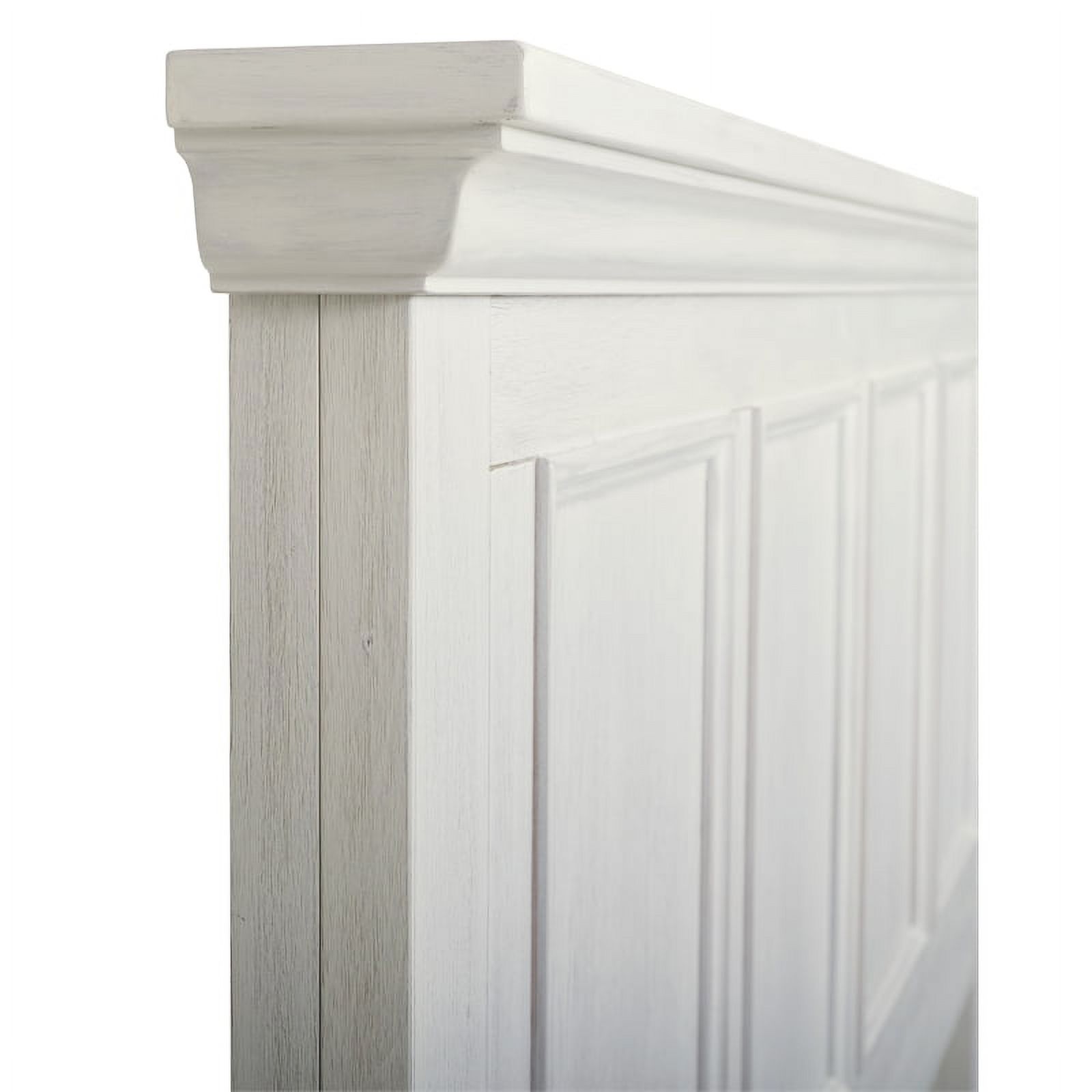 Farmhouse Basics Queen Bed Set 3/CTN in Rustic White Finish Engineered Wood