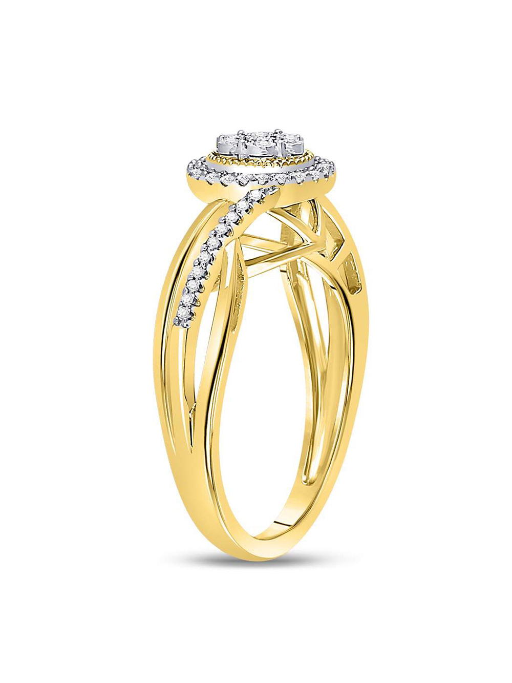 10kt Yellow Gold Womens Round Diamond Flower Cluster Ring 1/6 Cttw