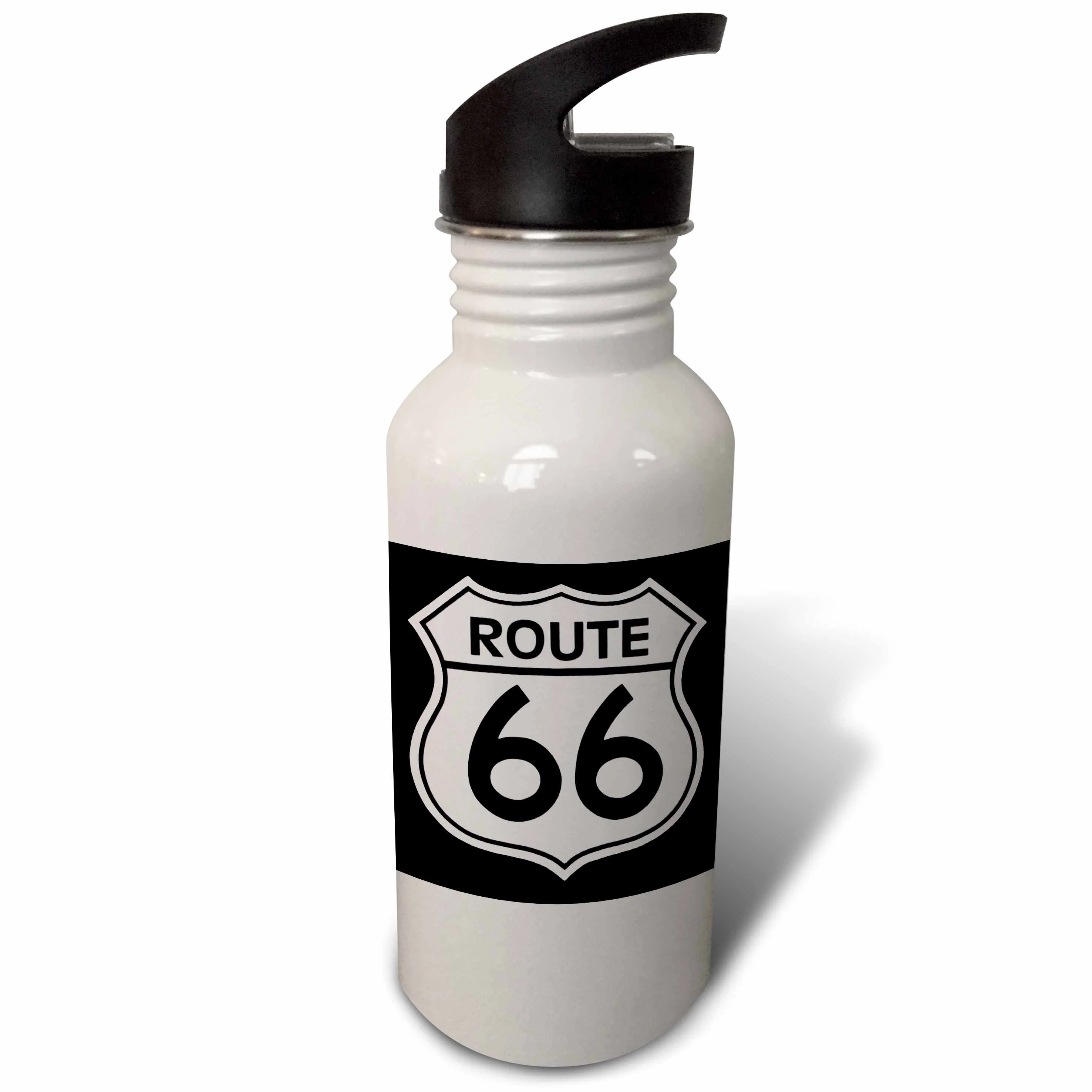 Route 66, Black and White 21 oz Sports Water Bottle wb-110012-1