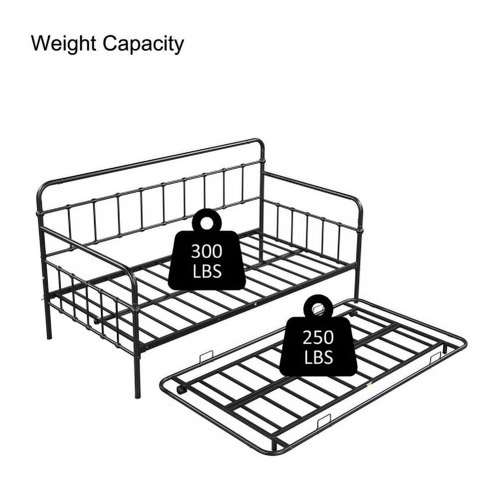 Metal Frame Daybed with trundle - Black